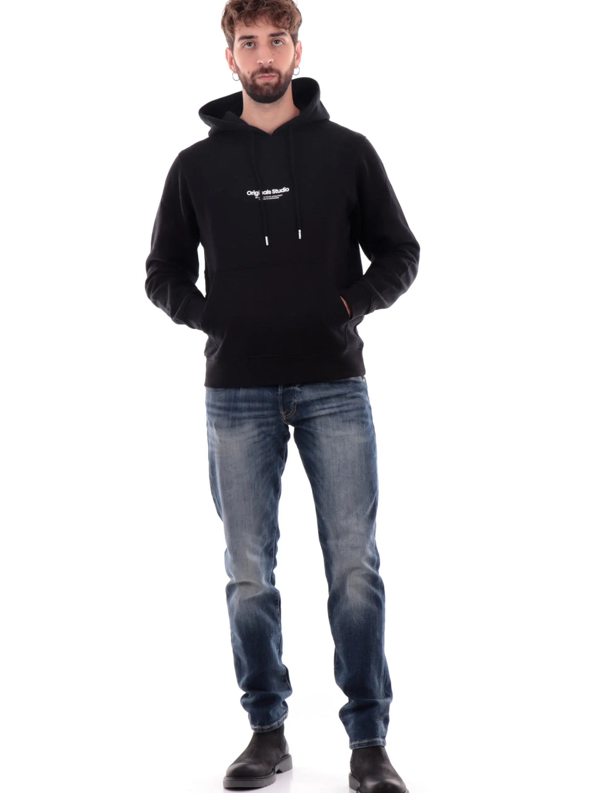 JACK&JONES Felpe*Felpa Jack Jones nera da uomo felpata 12241687