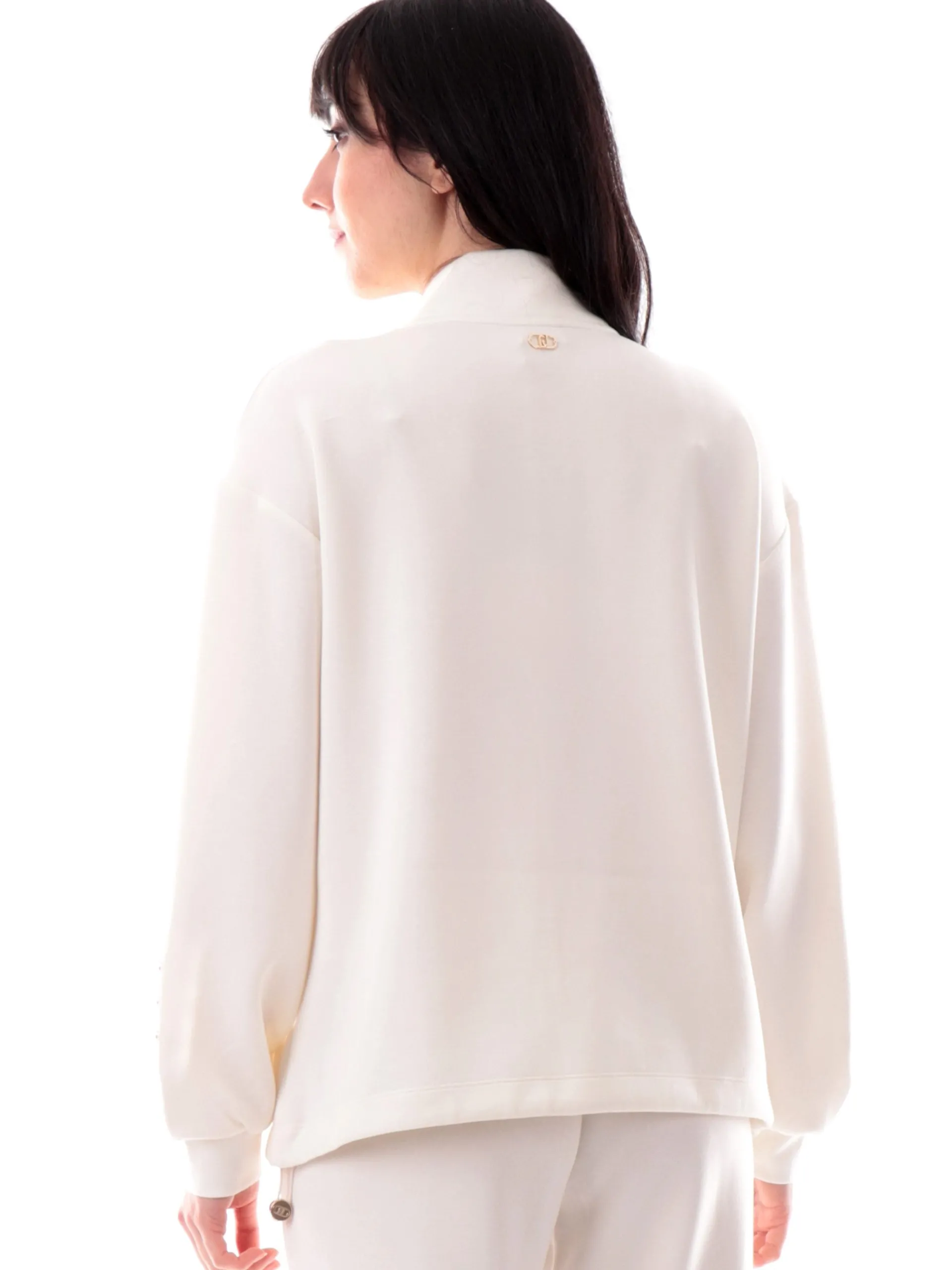 LIU JO SPORT Felpe*Felpa Liu Jo bianca full zip da donna fondo con coulisse TA5225J4869