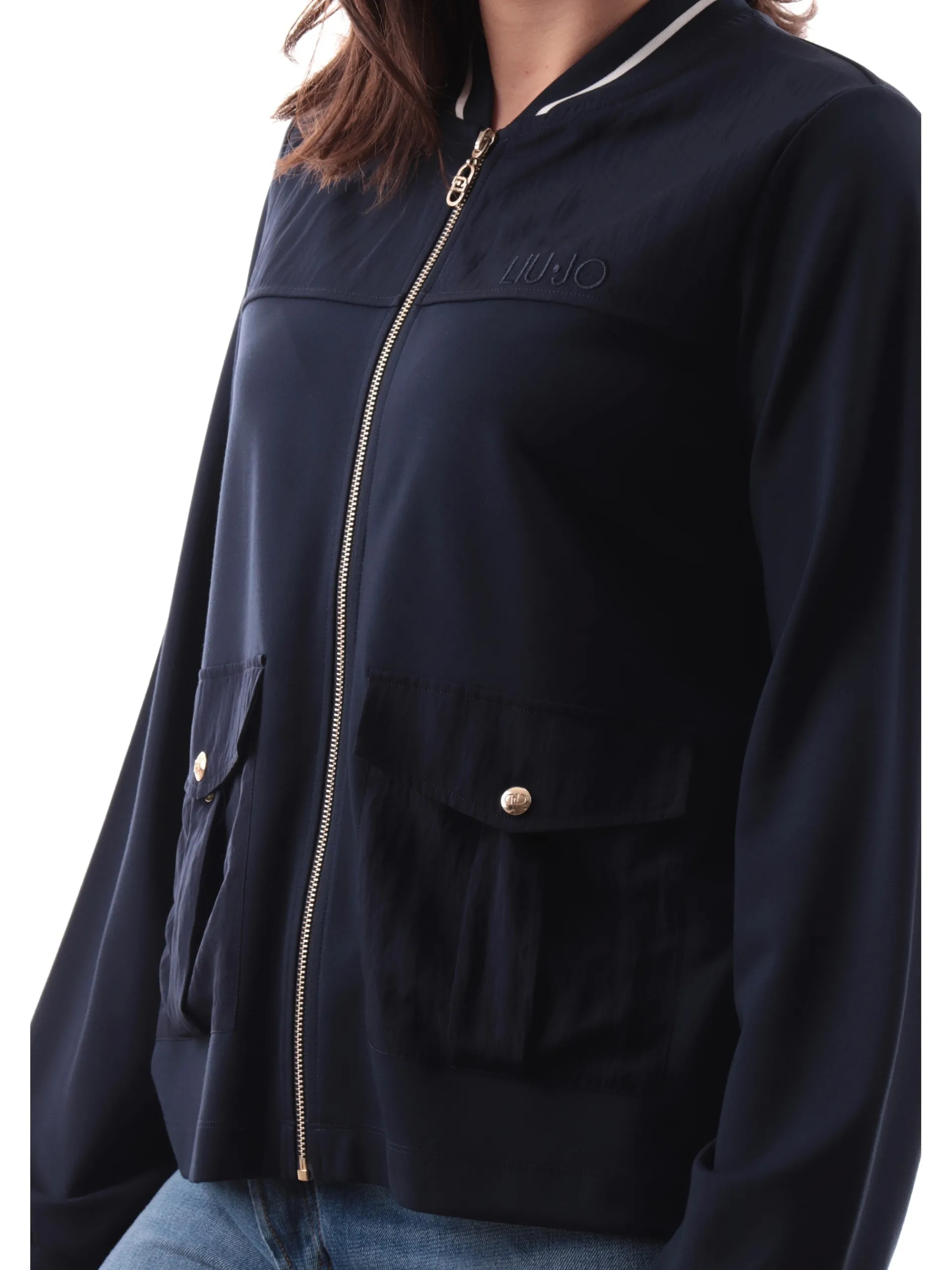 LIU JO SPORT Felpe*Felpa Liu Jo blu da donna full zip logo ricamato TA5119J5942