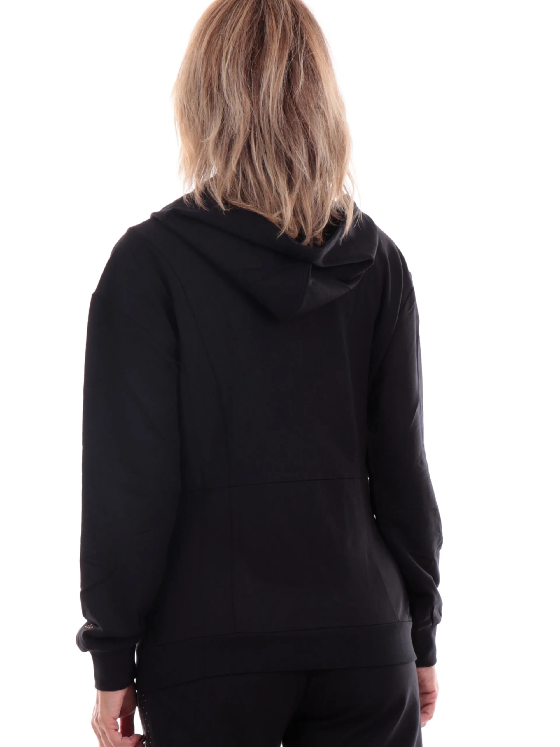 LIU JO SPORT Felpe*Felpa Liu Jo nera da donna full zip con cappuccio e strass TF4188FS576