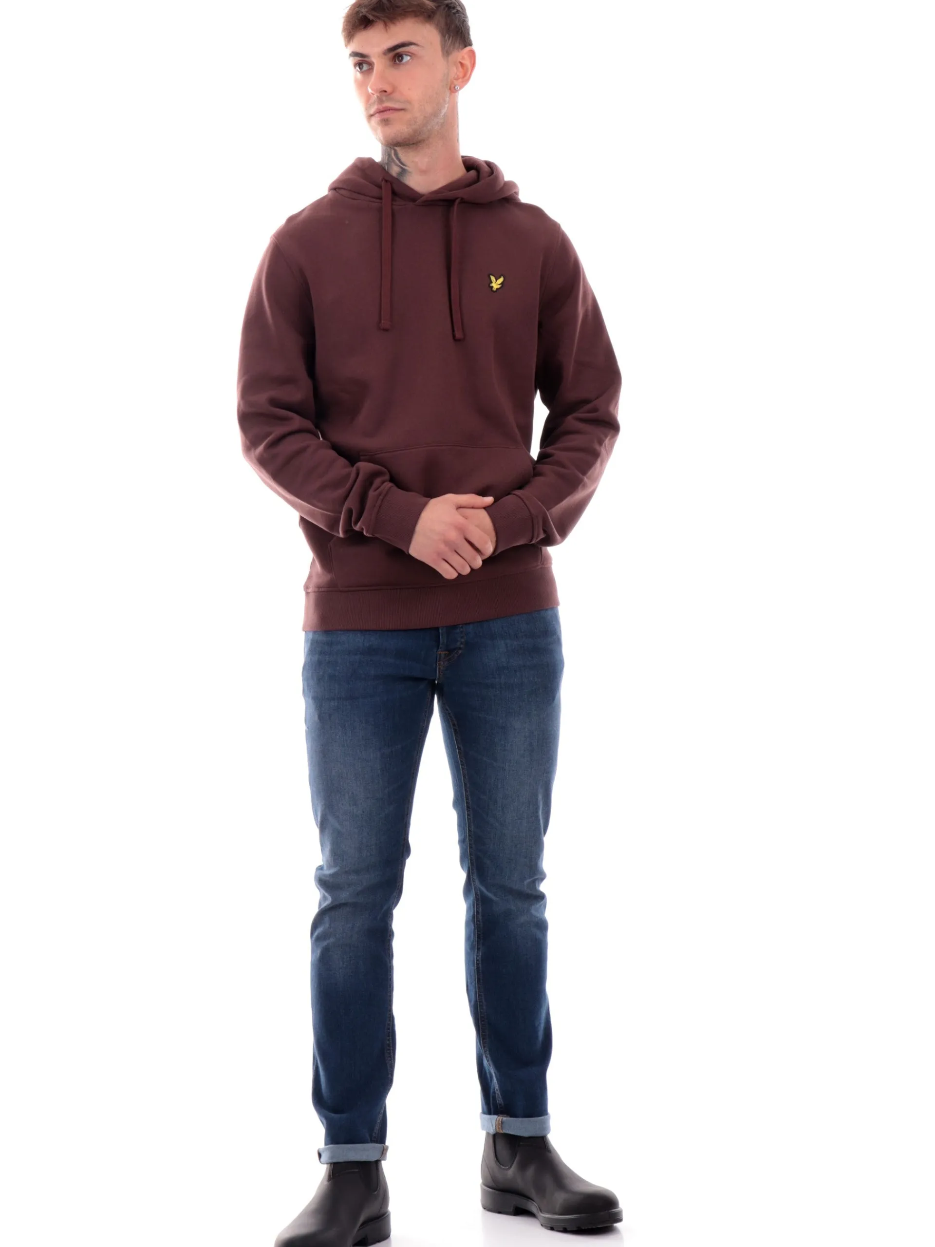 LYLE & SCOTT Felpe*Felpa Lyle Scott Brushed marrone da uomo con cappuccio ML1139V