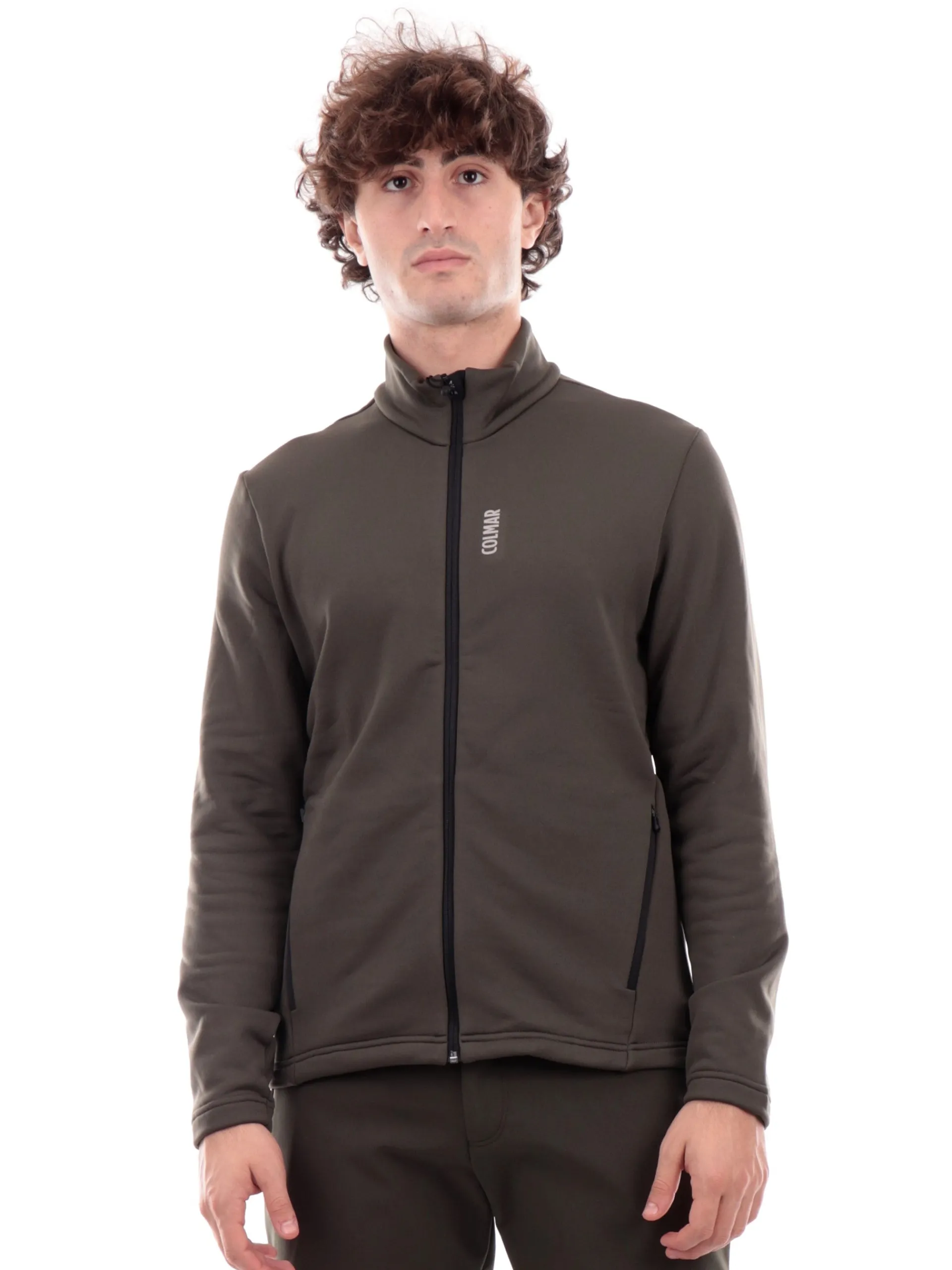COLMAR NEVE E OUTDOOR Abbigliamento|Maglie*Felpa neve Colmar verde militare da uomo con chiusura a full zip centrale 83225WU