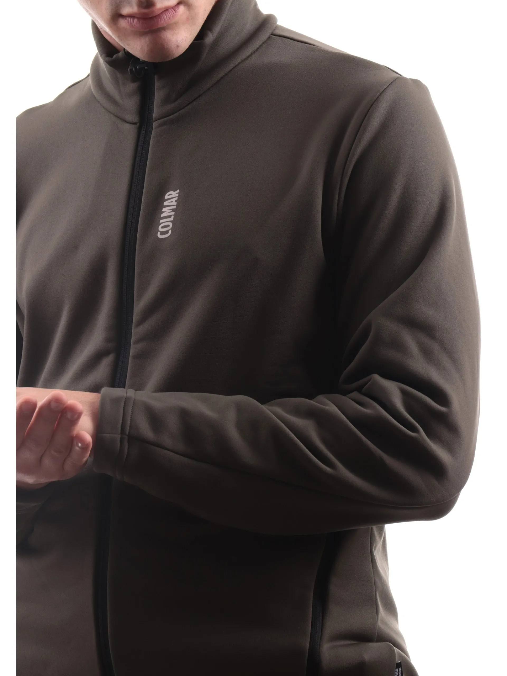 COLMAR NEVE E OUTDOOR Abbigliamento|Maglie*Felpa neve Colmar verde militare da uomo con chiusura a full zip centrale 83225WU