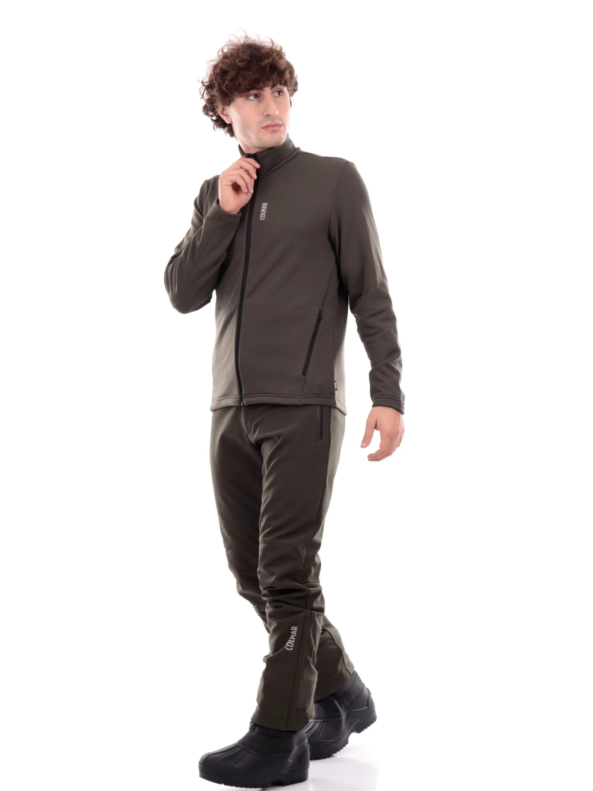 COLMAR NEVE E OUTDOOR Abbigliamento|Maglie*Felpa neve Colmar verde militare da uomo con chiusura a full zip centrale 83225WU