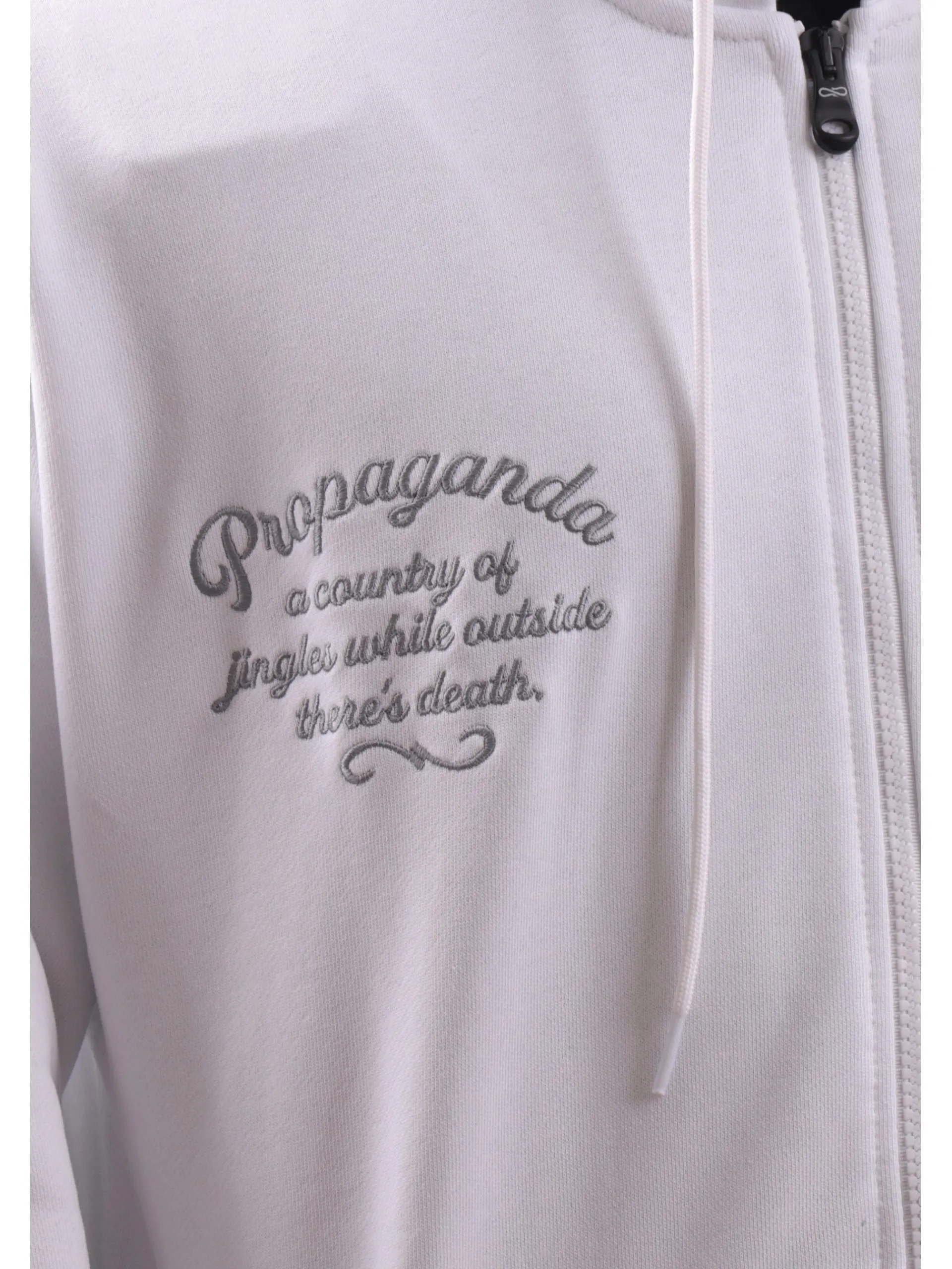 PROPAGANDA Felpe*Felpa bianca Capital full zip con cappuccio 25SSPRFE