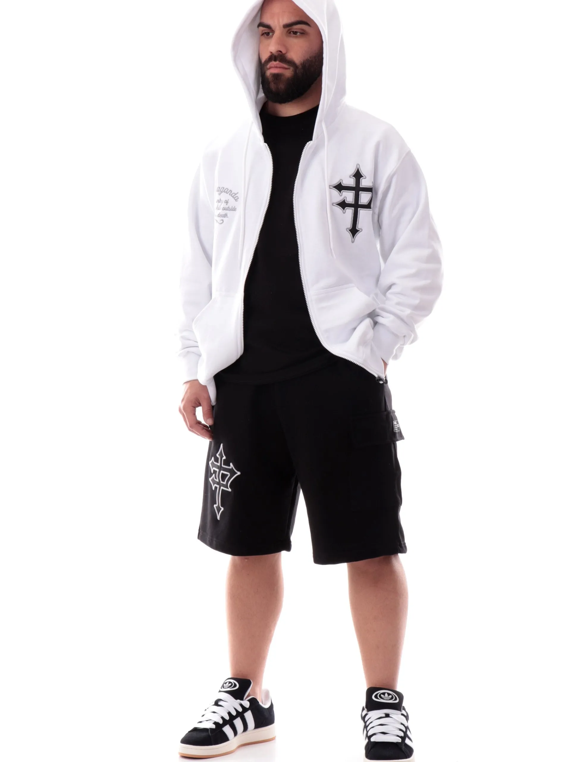 PROPAGANDA Felpe*Felpa bianca Capital full zip con cappuccio 25SSPRFE