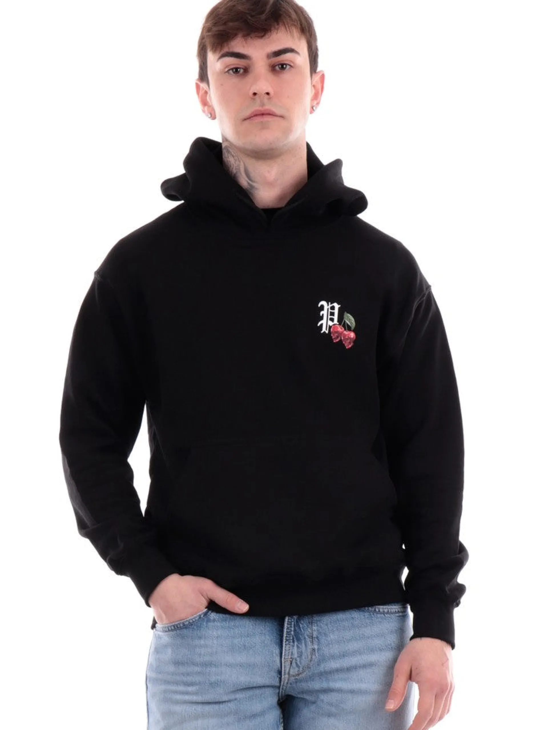 PROPAGANDA Felpe*Felpa nera Cherry 24SSPRFE