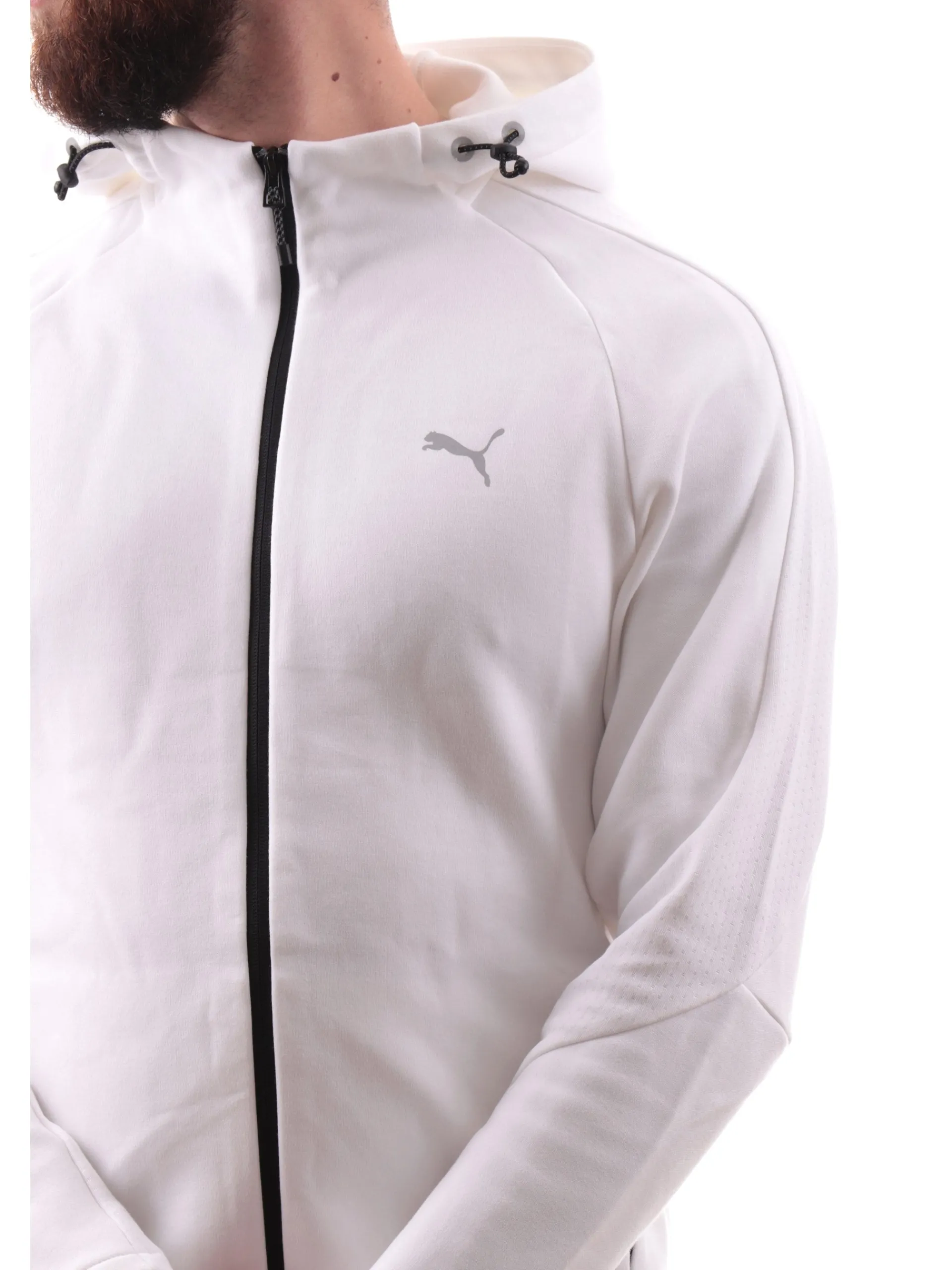 PUMA Felpe*Felpa Evostripe bianca da uomo full zip con cappuccio 684613