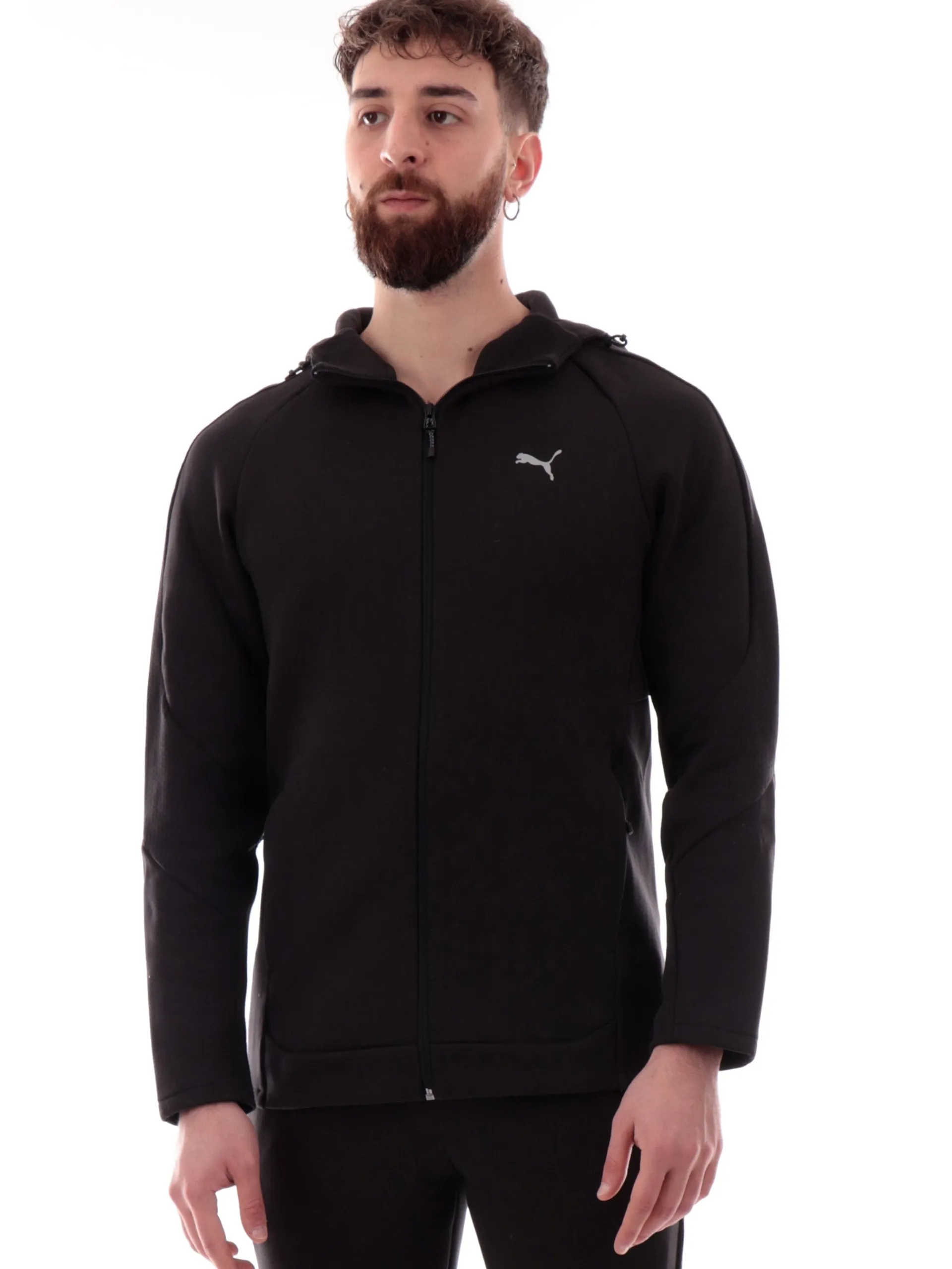 PUMA Felpe*Felpa Evostripe nera da uomo full zip con cappuccio 684613