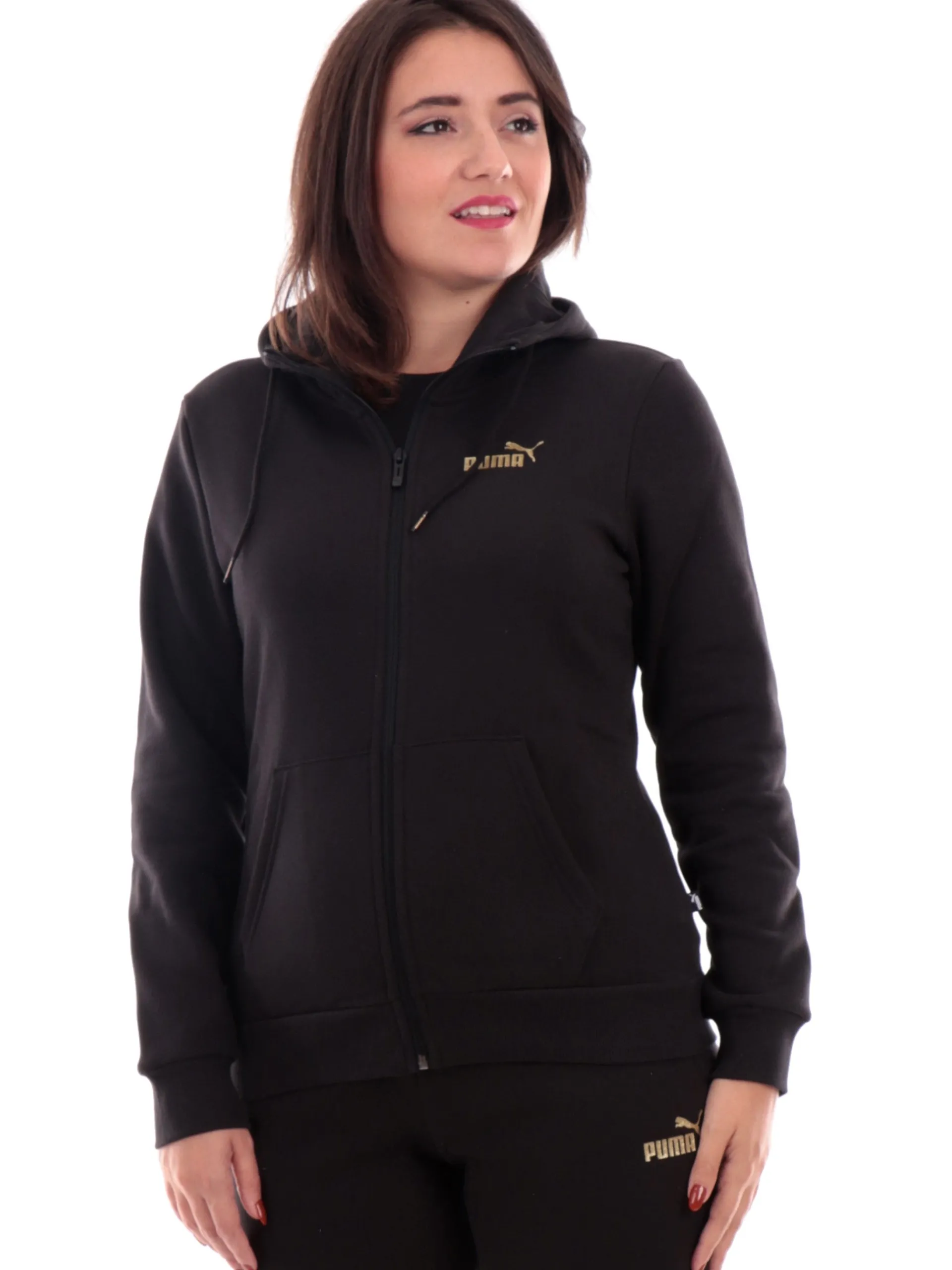 PUMA Felpe*Felpa nera da donna logo con glitter 684768