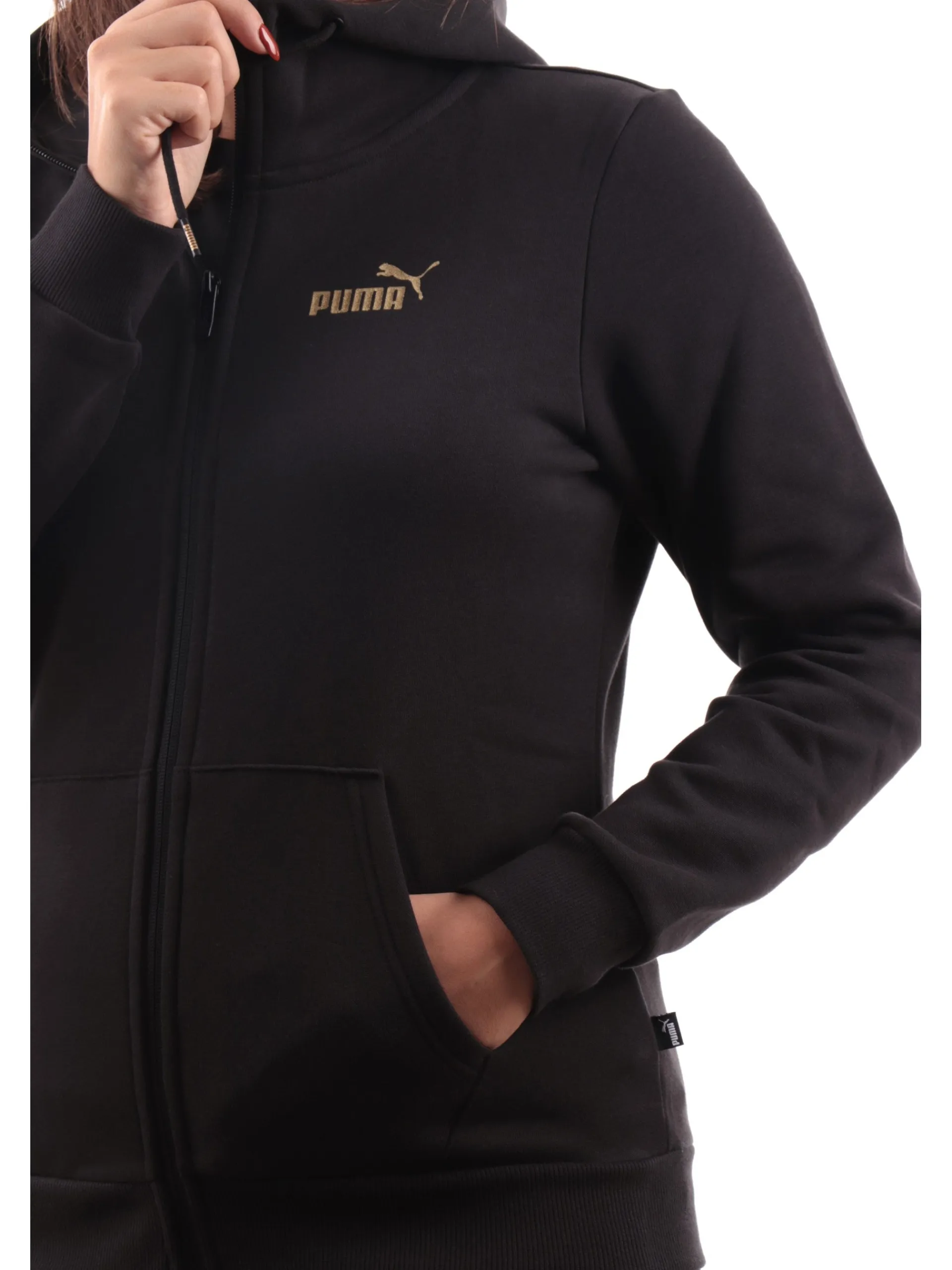 PUMA Felpe*Felpa nera da donna logo con glitter 684768