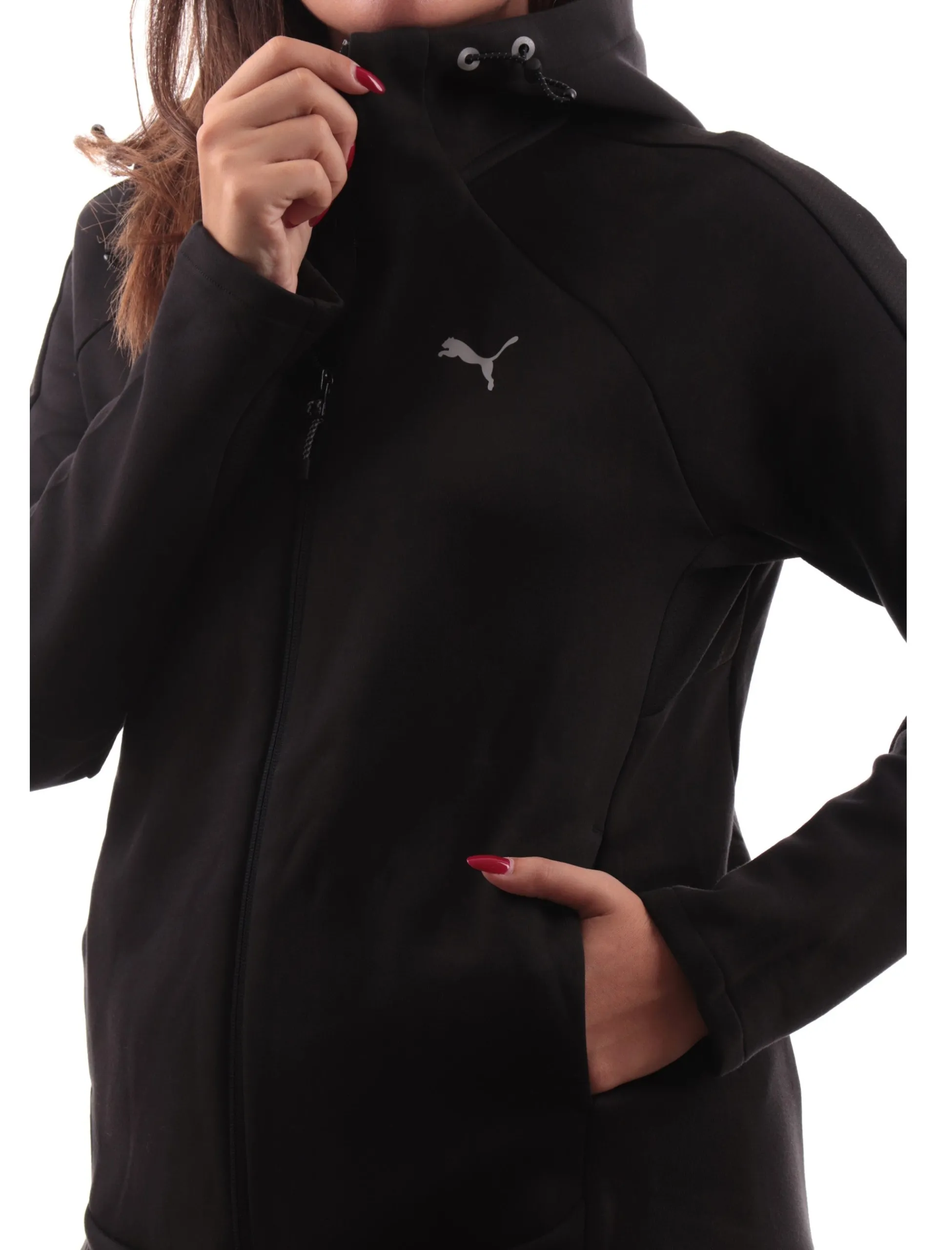 PUMA Felpe*Felpa nera da donna Evostripe full zip con cappuccio 681670