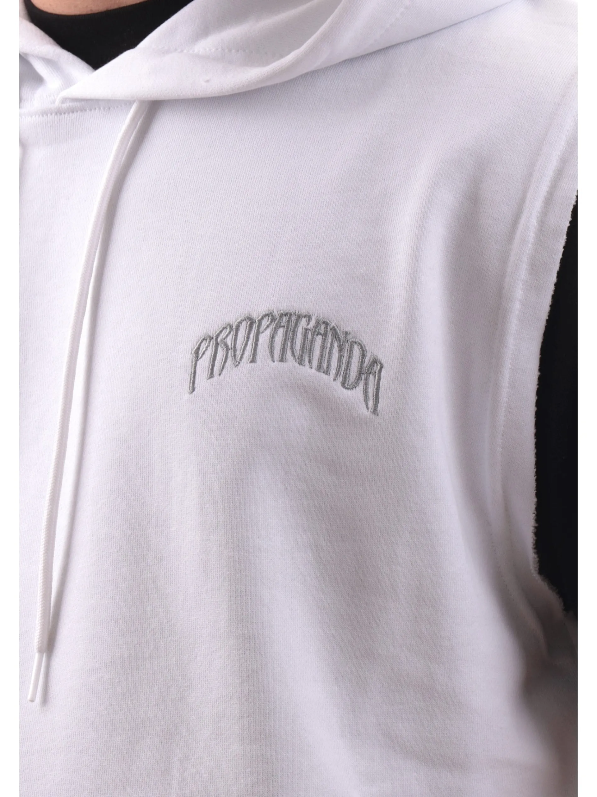 PROPAGANDA Felpe*Felpa smanicata bianca Triangle Cobrahm gilet con cappuccio 25SSPRFE