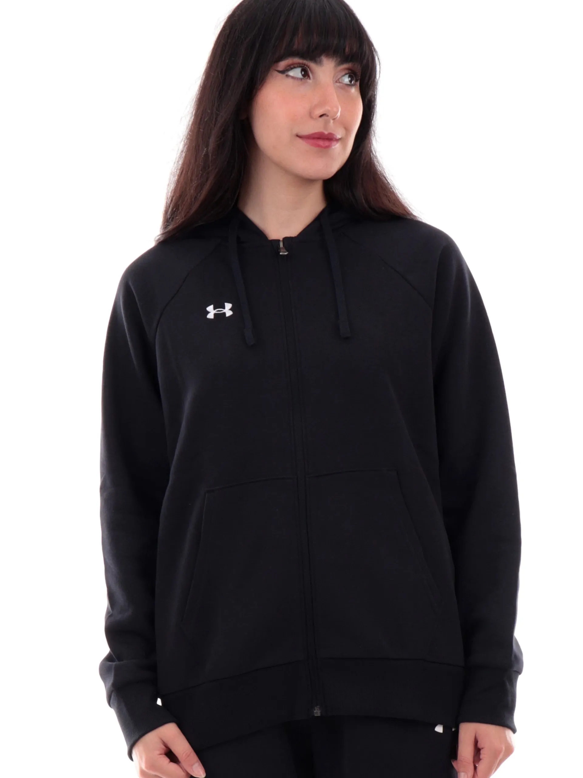 UNDER ARMOUR Felpe*Felpa nera Rival Fleece da donna full zip con cappuccio 13794970