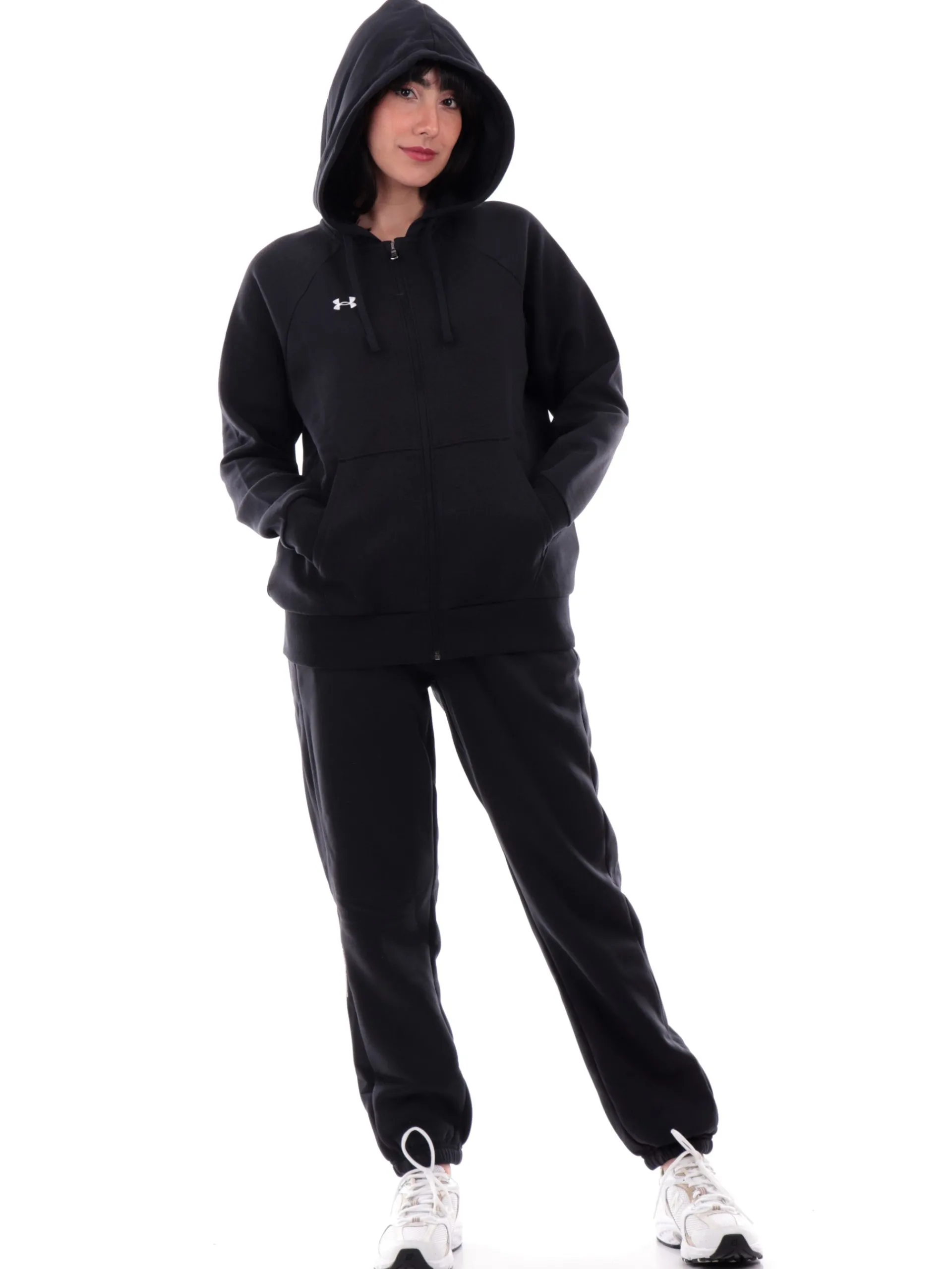 UNDER ARMOUR Felpe*Felpa nera Rival Fleece da donna full zip con cappuccio 13794970