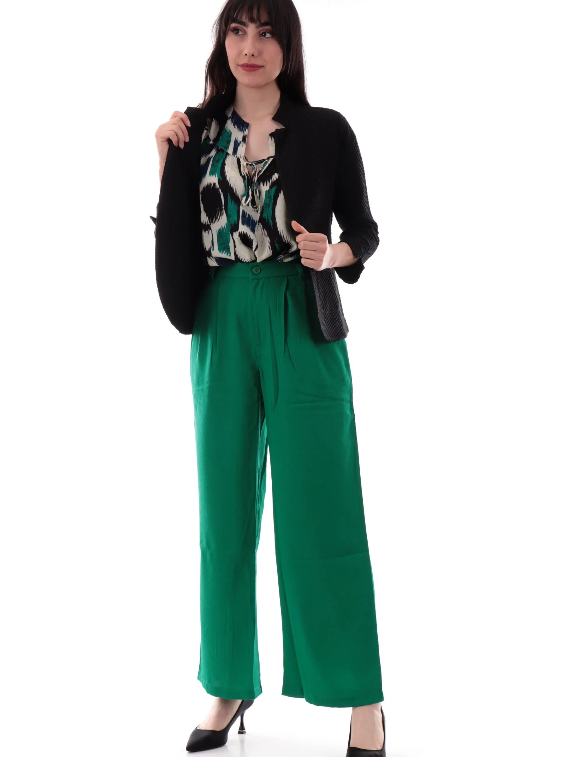 ANIS Giacche*Giacca donna nido d'ape nera maniche tre quarti 251W1154
