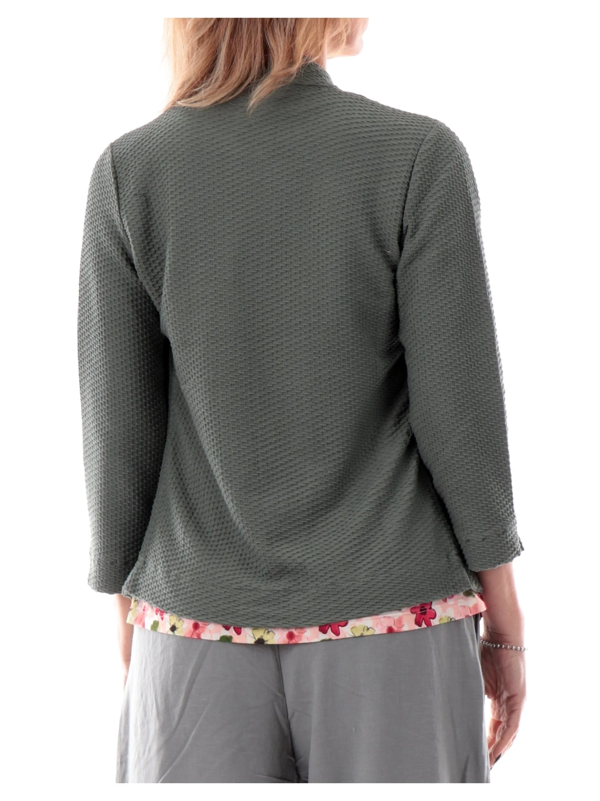ANIS Giacche*Giacca donna nido d'ape verde militare maniche tre quarti 251W1154 335
