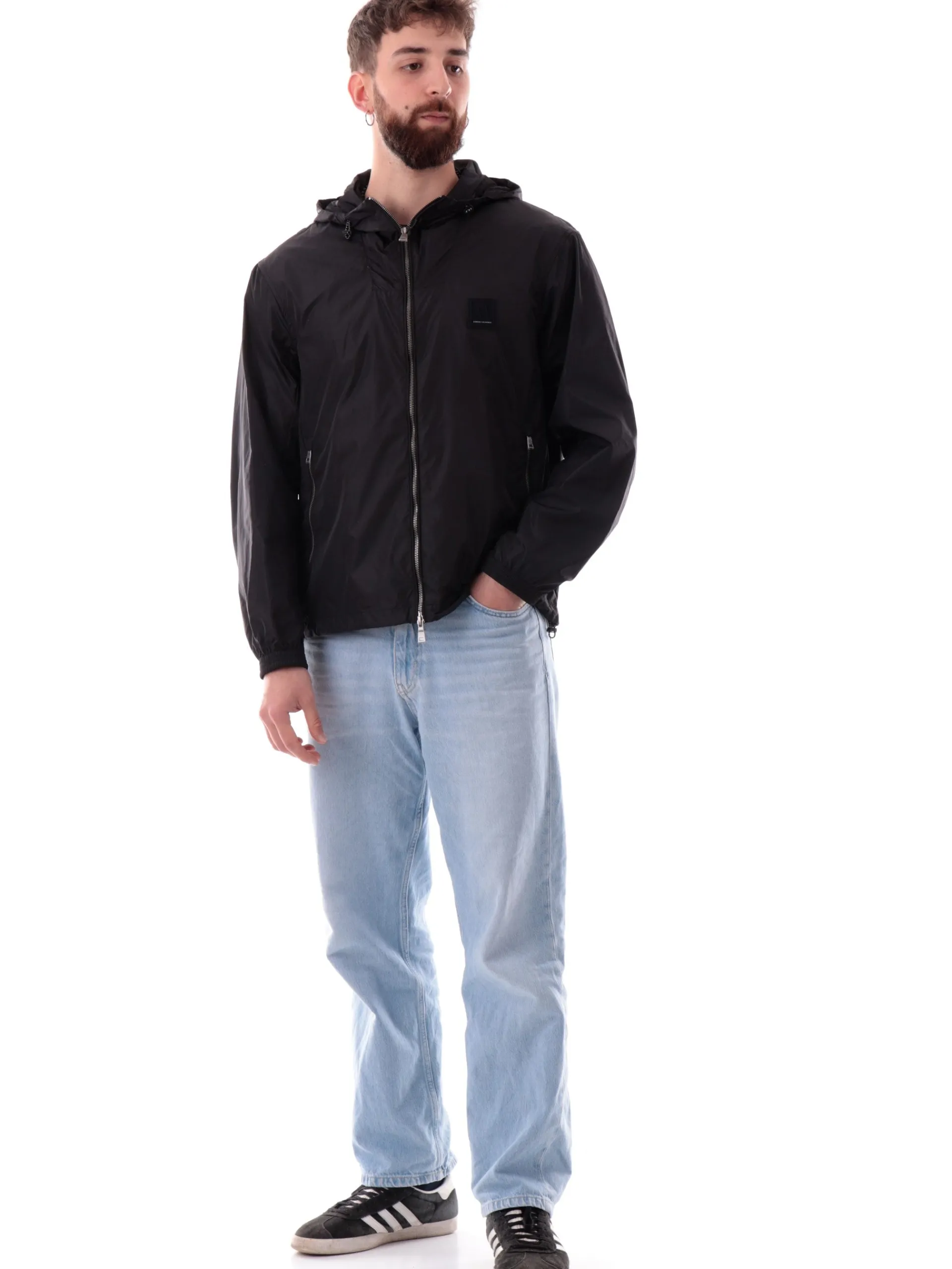 ARMANI EXCHANGE Giubbini*Giacca AX nera tecnica da uomo full zip con cappuccio XM000342AF12285 UC001
