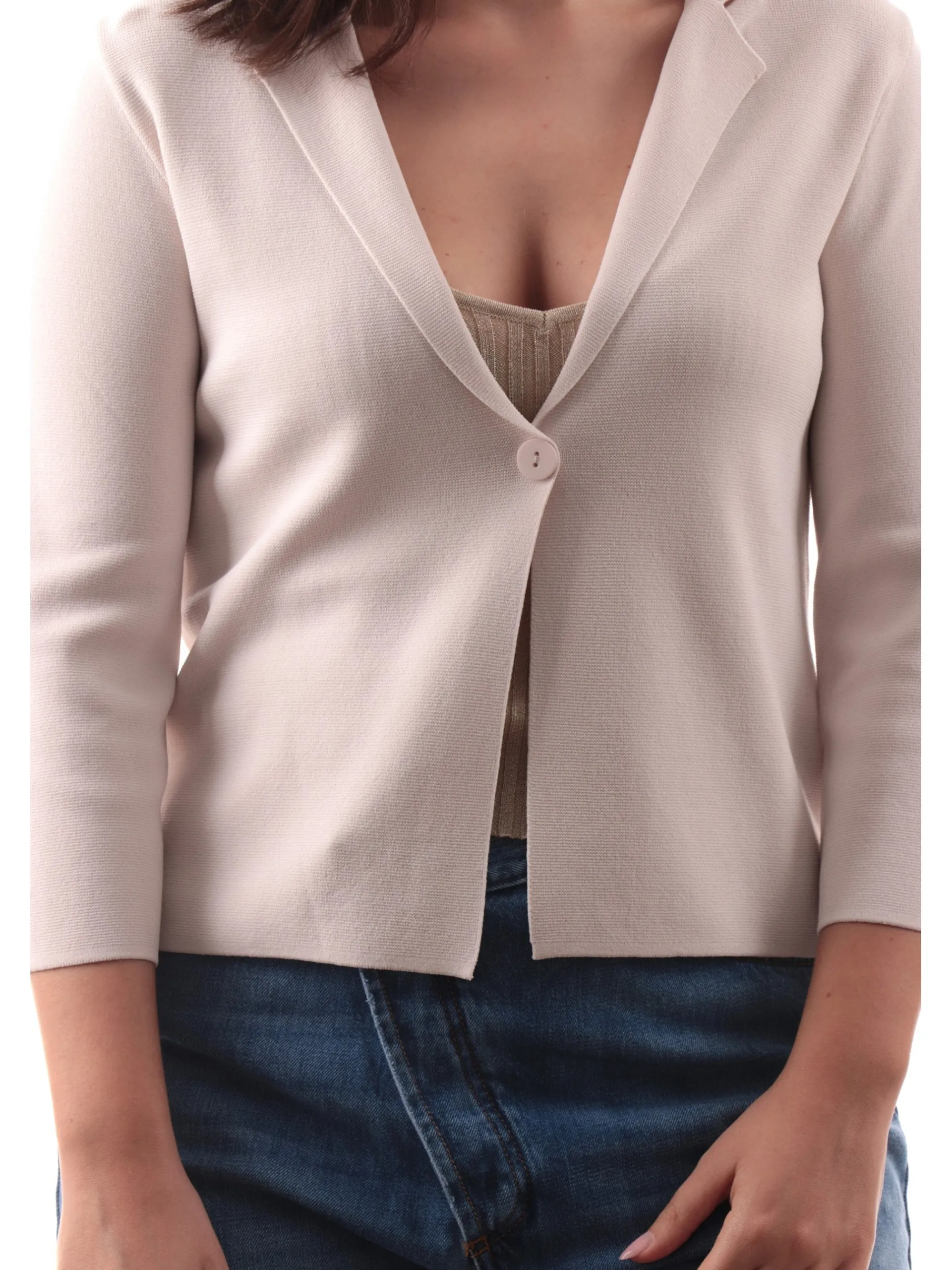 ANIS Maglie*Giacca beige White da donna con bottone in filo 251W6172040