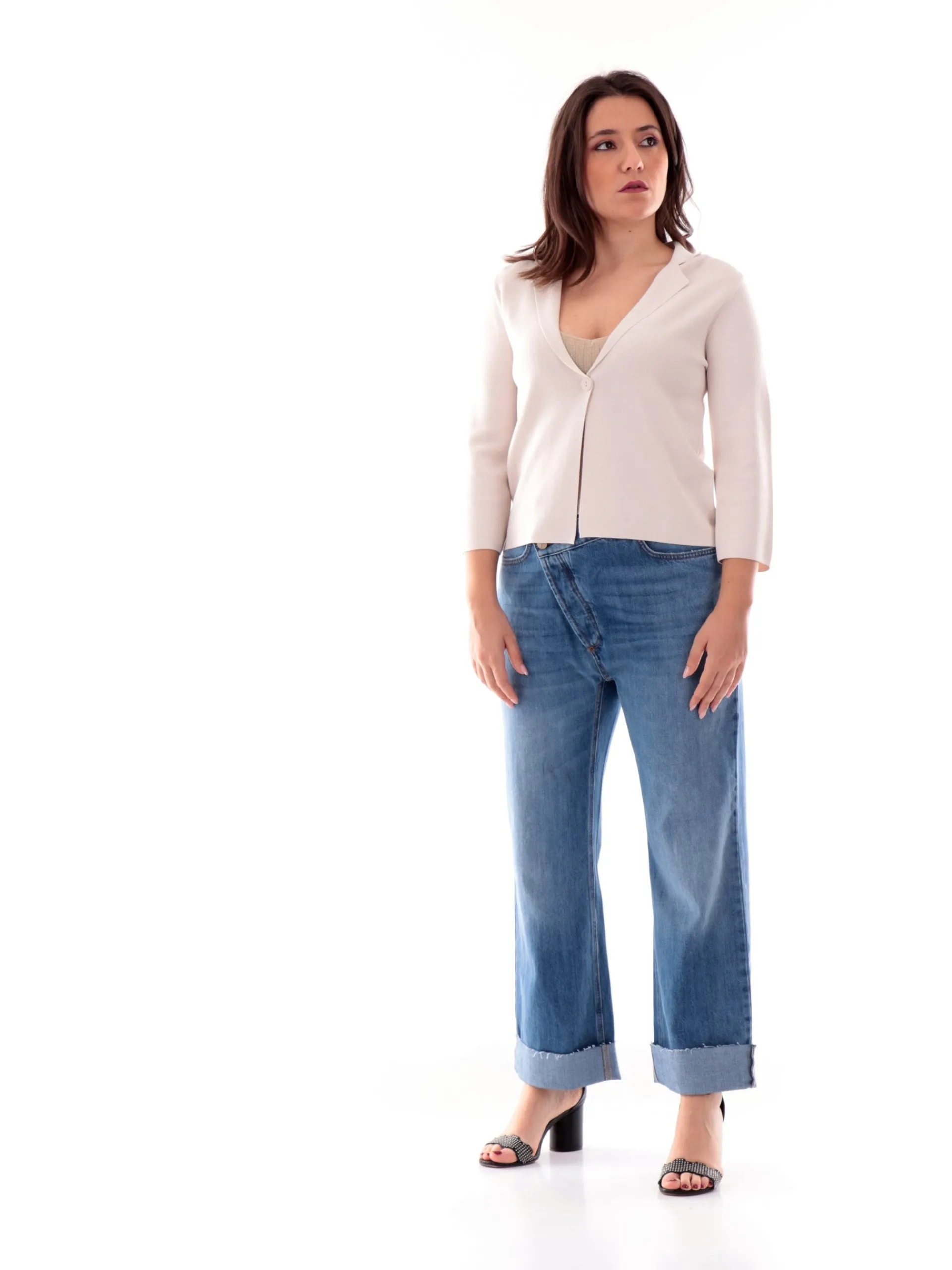 ANIS Maglie*Giacca beige White da donna con bottone in filo 251W6172040