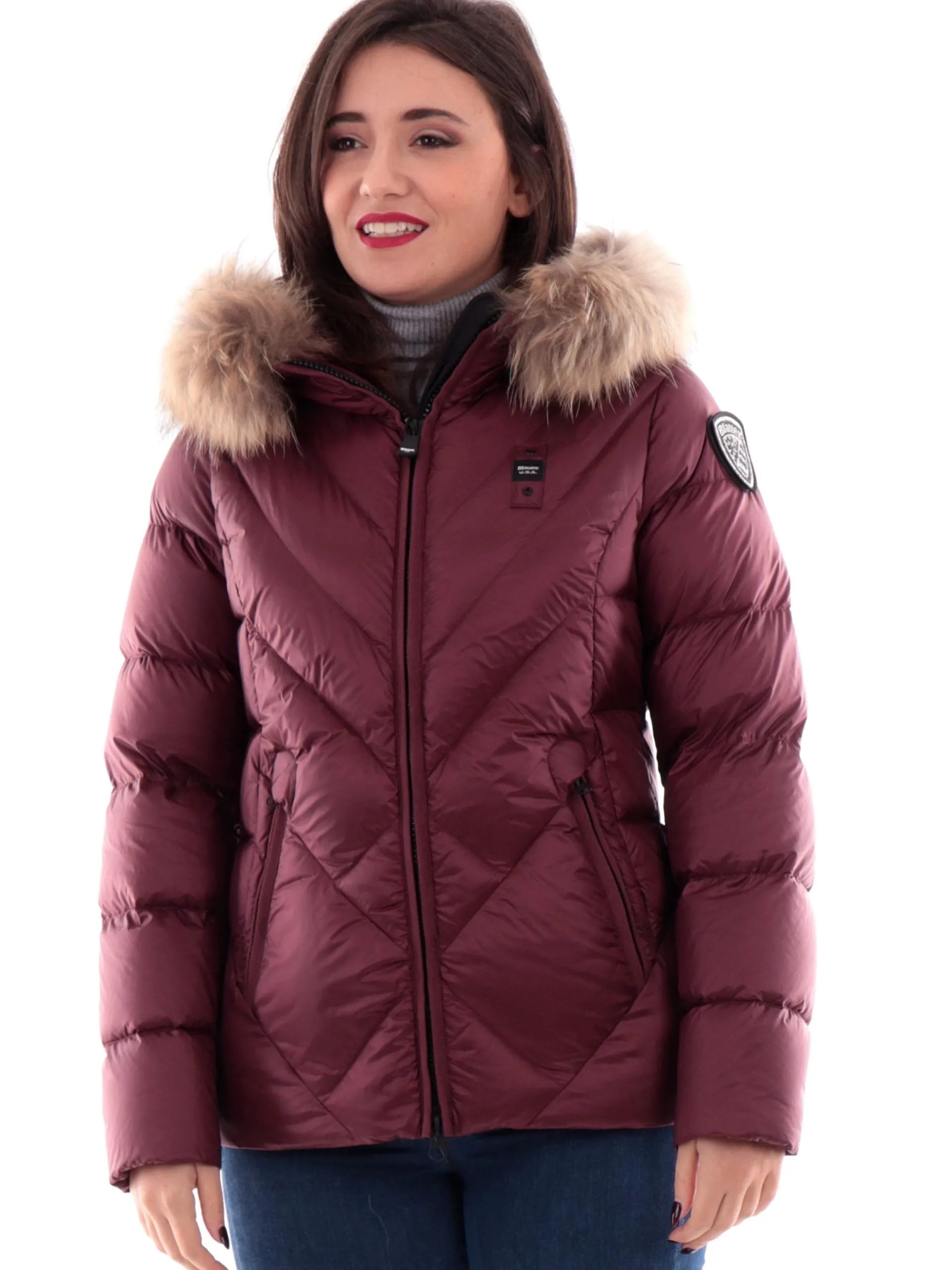 BLAUER Giubbini*Giacca bordeaux da donna con pelliccia Corto C03051006047