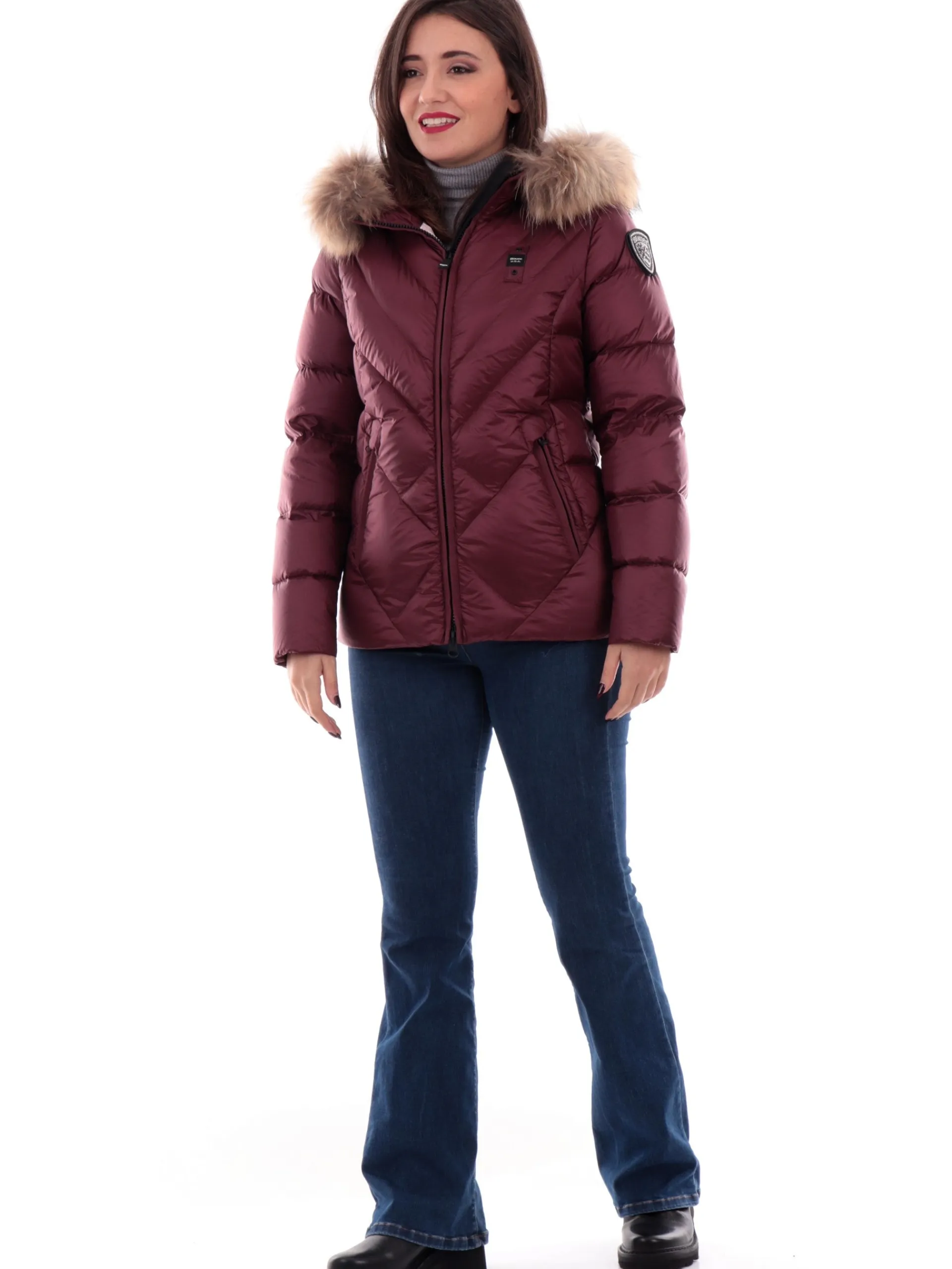 BLAUER Giubbini*Giacca bordeaux da donna con pelliccia Corto C03051006047
