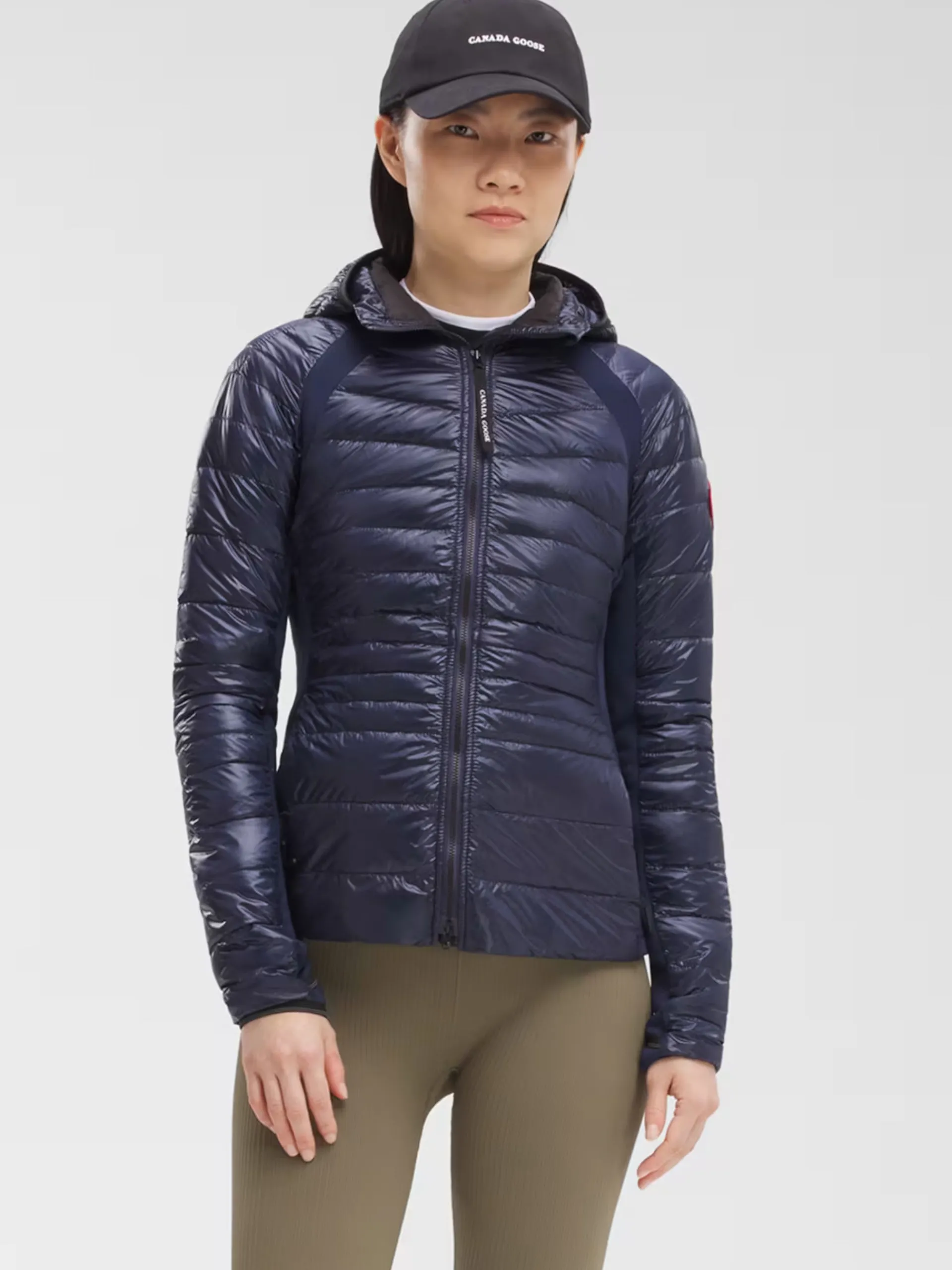 CANADA GOOSE Giubbini*Giacca Hybridge Lite Hoody blu da donna inserti tessuto tecnico 2712