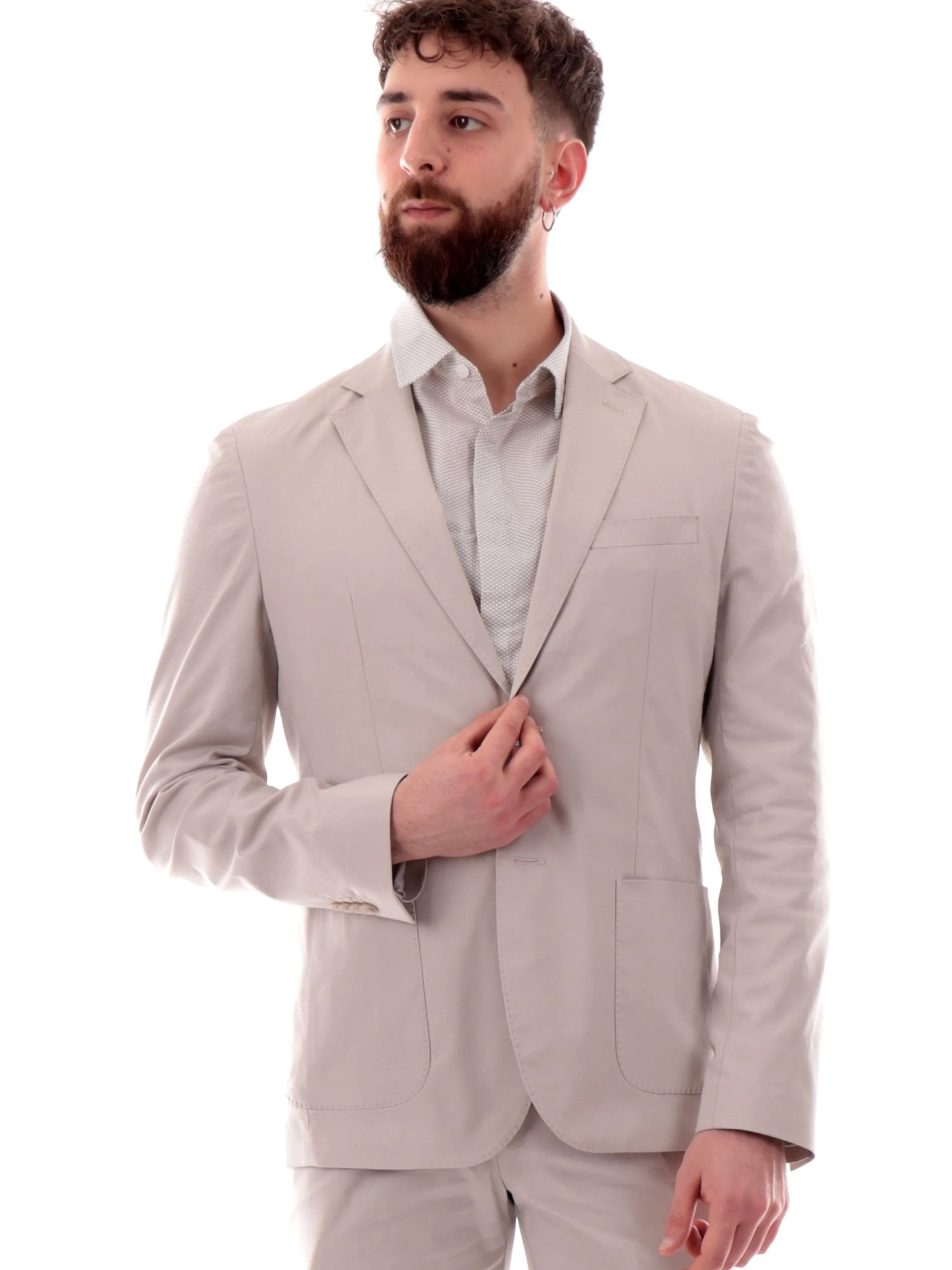 YES ZEE Giacche*Giacca cerimonia grigia da uomo con rever G518KD00