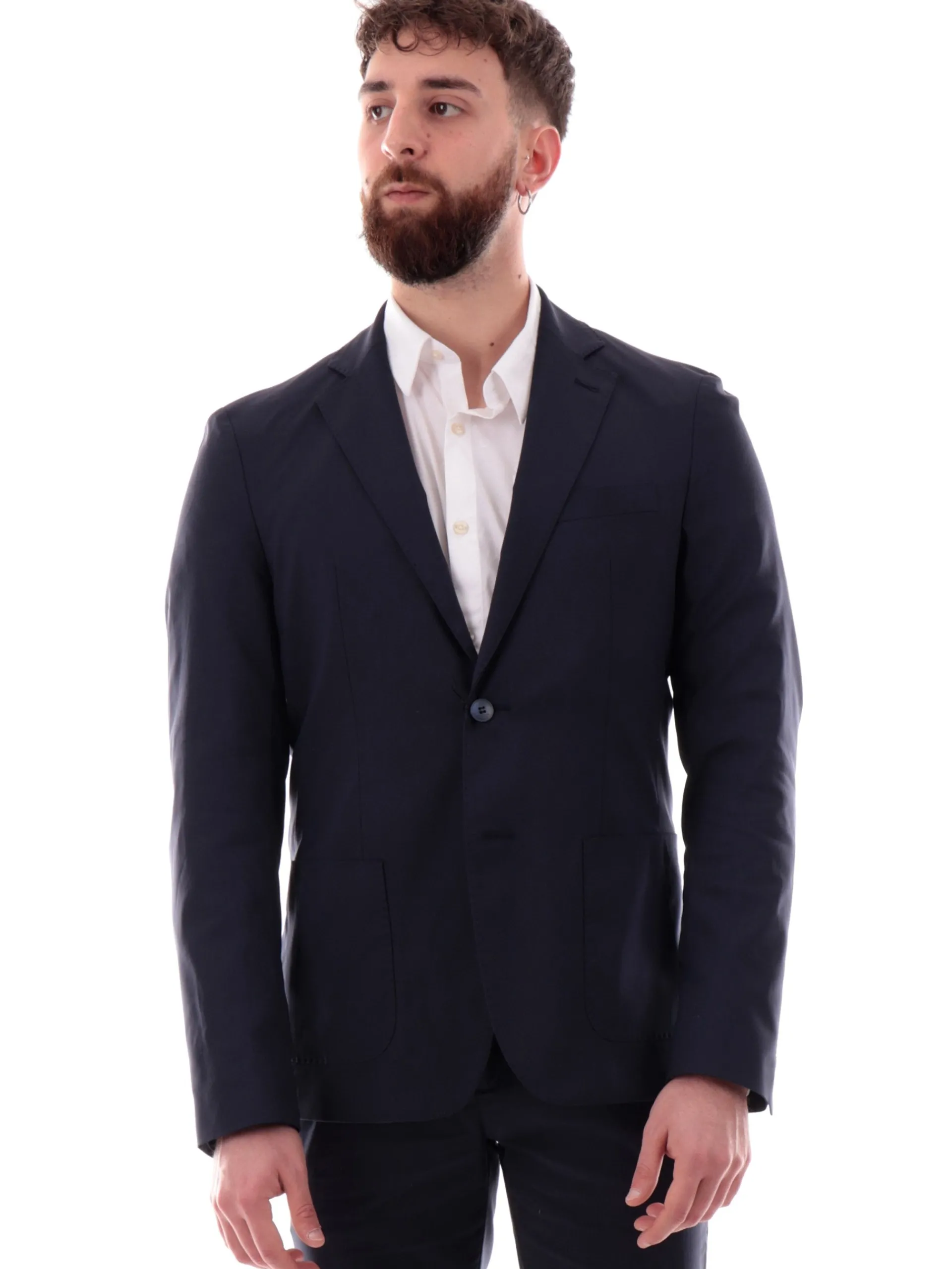 YES ZEE Giacche*Giacca cerimonia blu da uomo con rever G518KD00