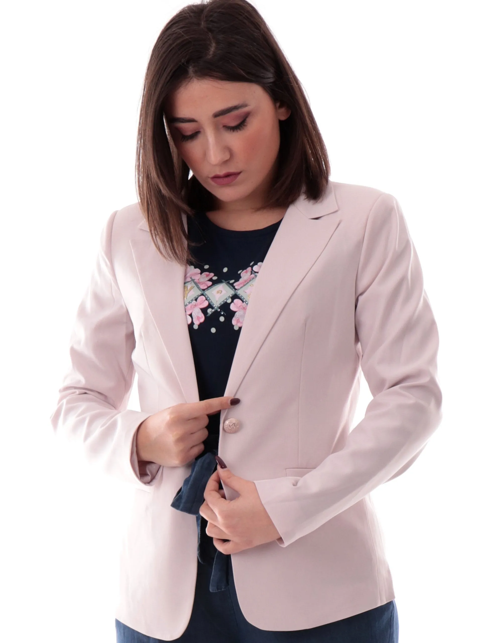 YES ZEE Giacche*Giacca donna rosa con rever tasche a filo G431KE00