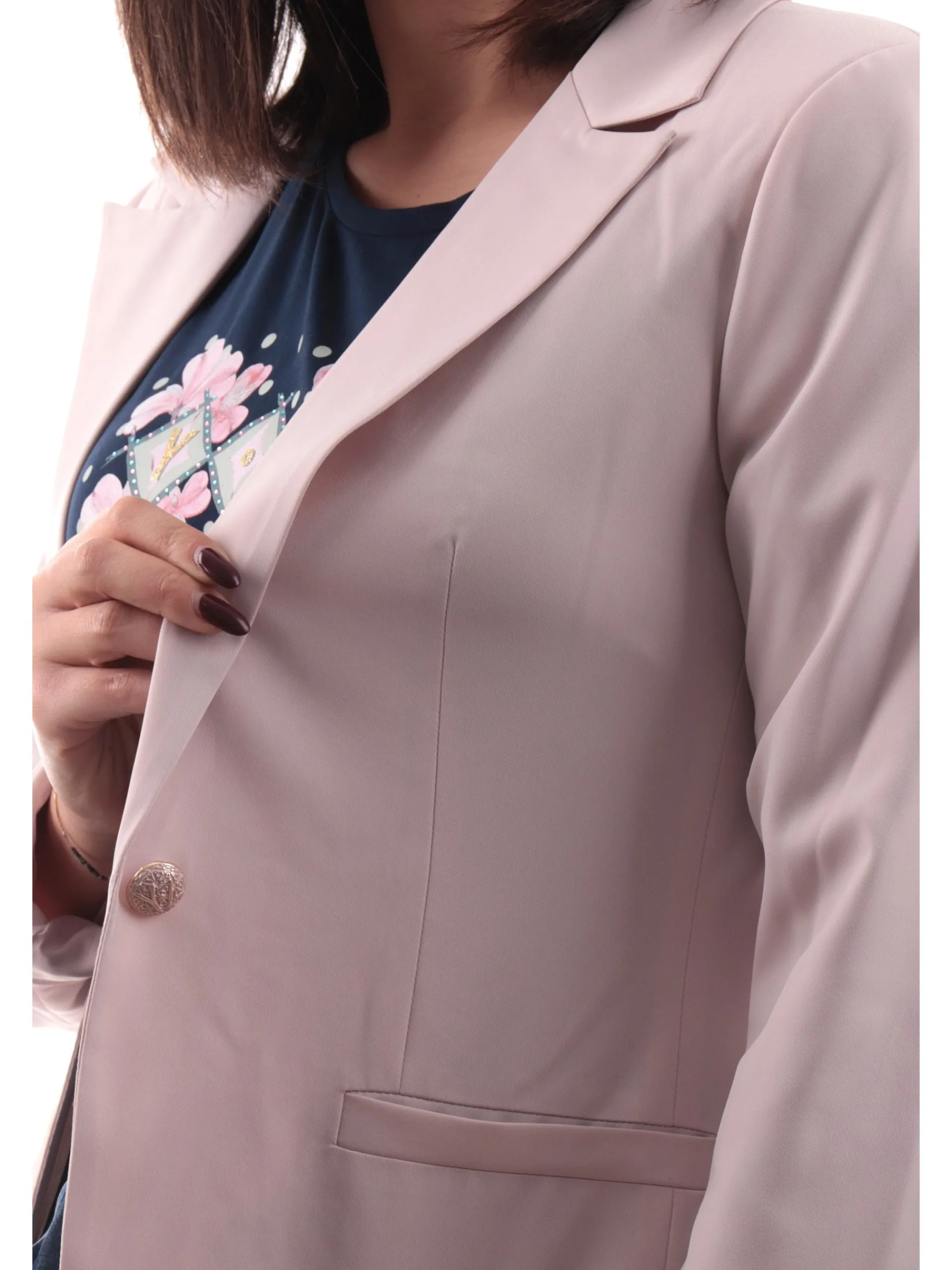 YES ZEE Giacche*Giacca donna rosa con rever tasche a filo G431KE00