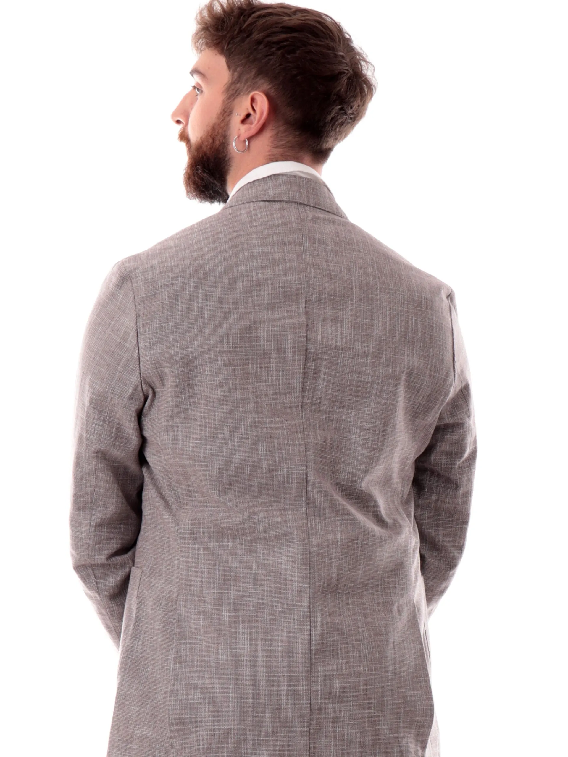 YES ZEE Giacche*Giacca elegante rigata grigia da uomo misto lino G557PW00