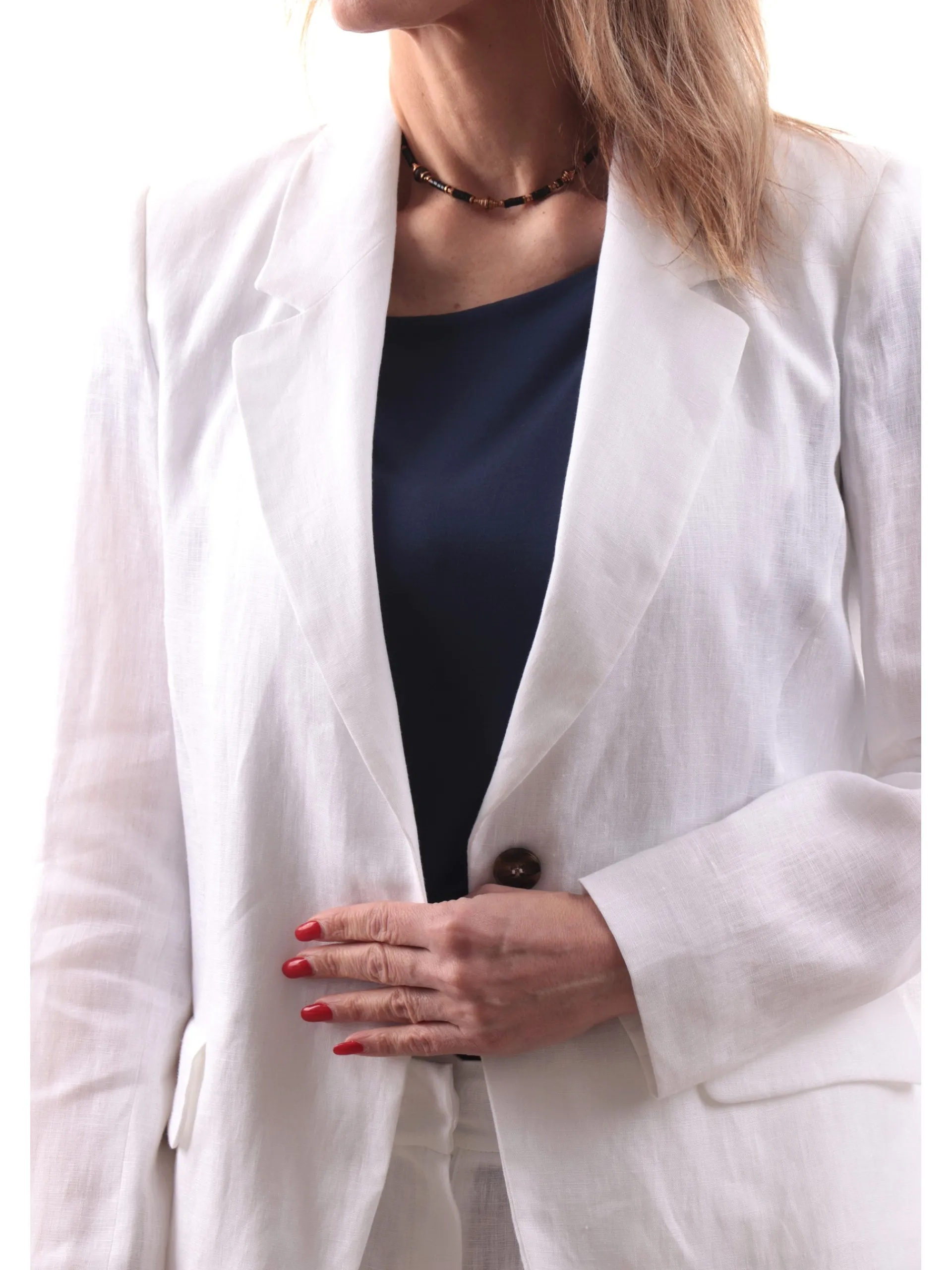 EMME MARELLA Giacche*Giacca bianca in lino da donna elegante ORATA