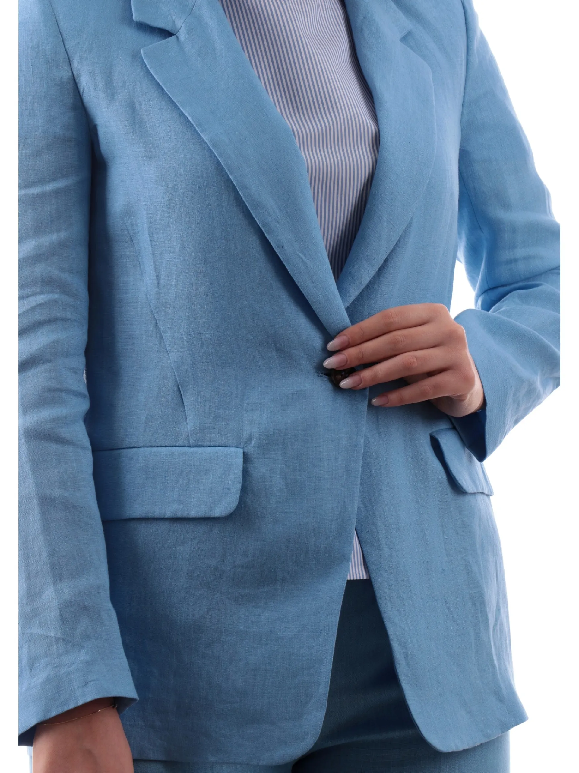 EMME MARELLA Giacche*Giacca blu in lino da donna elegante ORATA