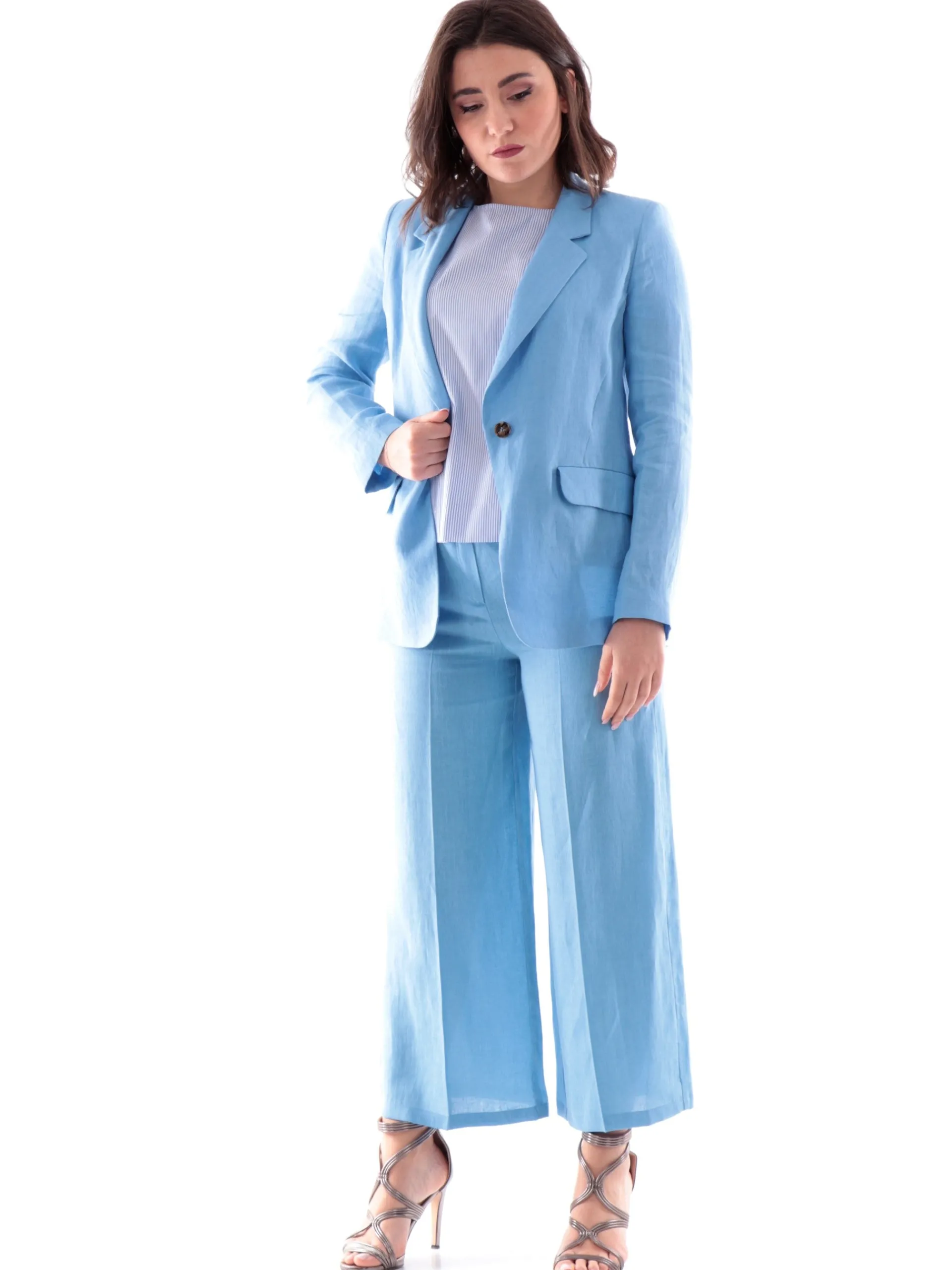 EMME MARELLA Giacche*Giacca blu in lino da donna elegante ORATA