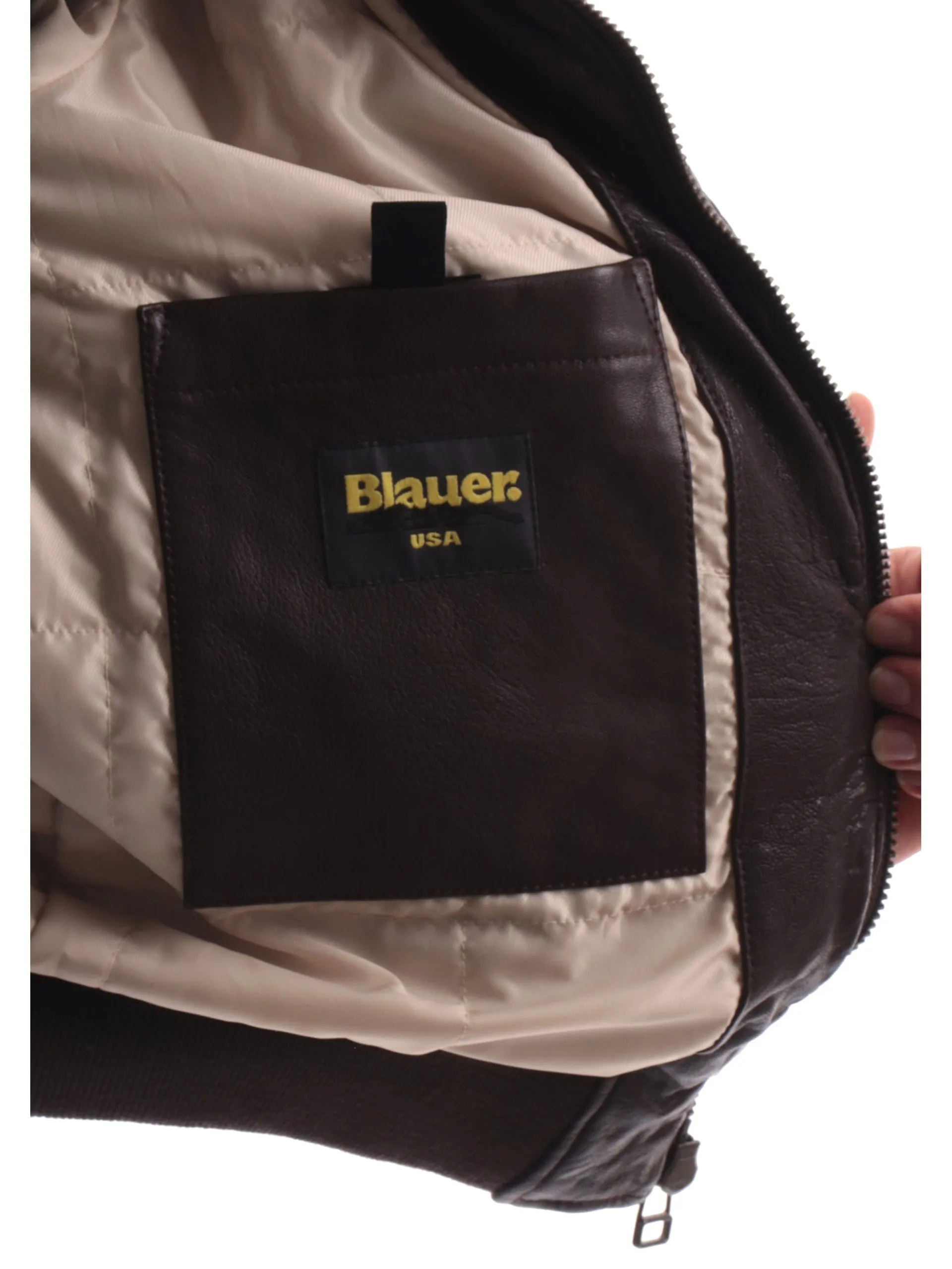 BLAUER Giubbini*Giacca in pelle marrone da uomo L01379007014