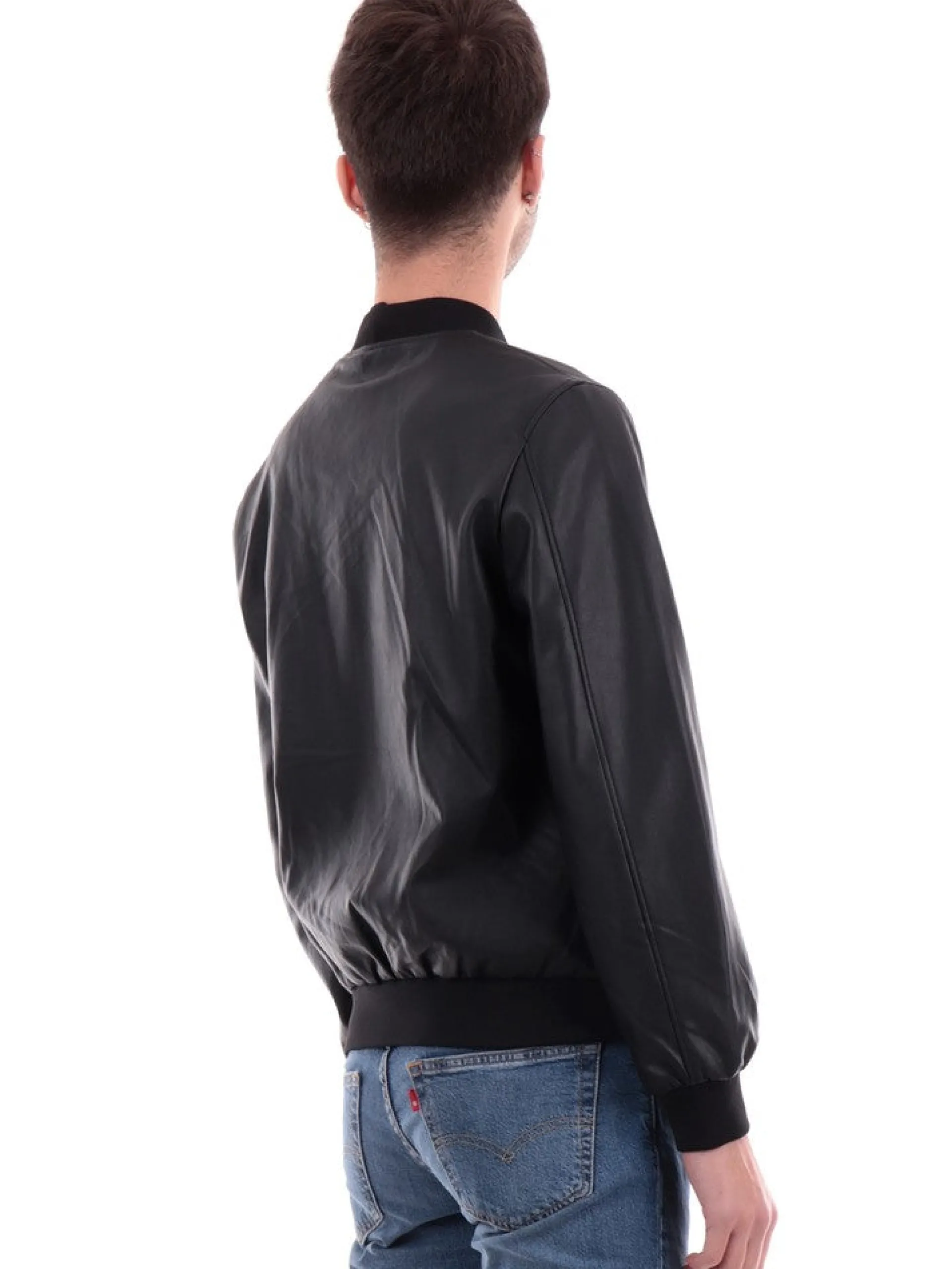 MARKUP Giubbini*Giacca nera da uomo Ecopelle MK14005