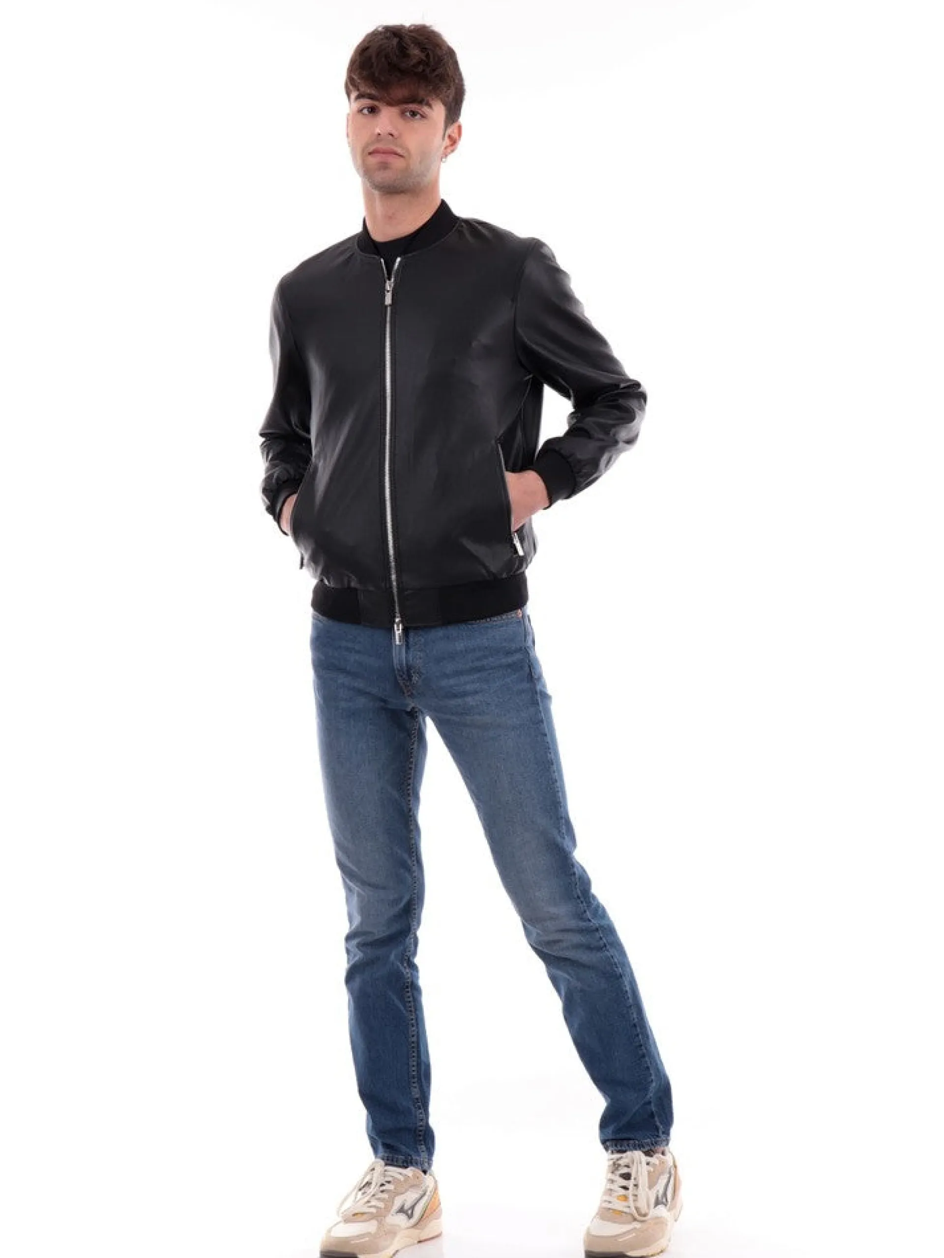 MARKUP Giubbini*Giacca nera da uomo Ecopelle MK14005