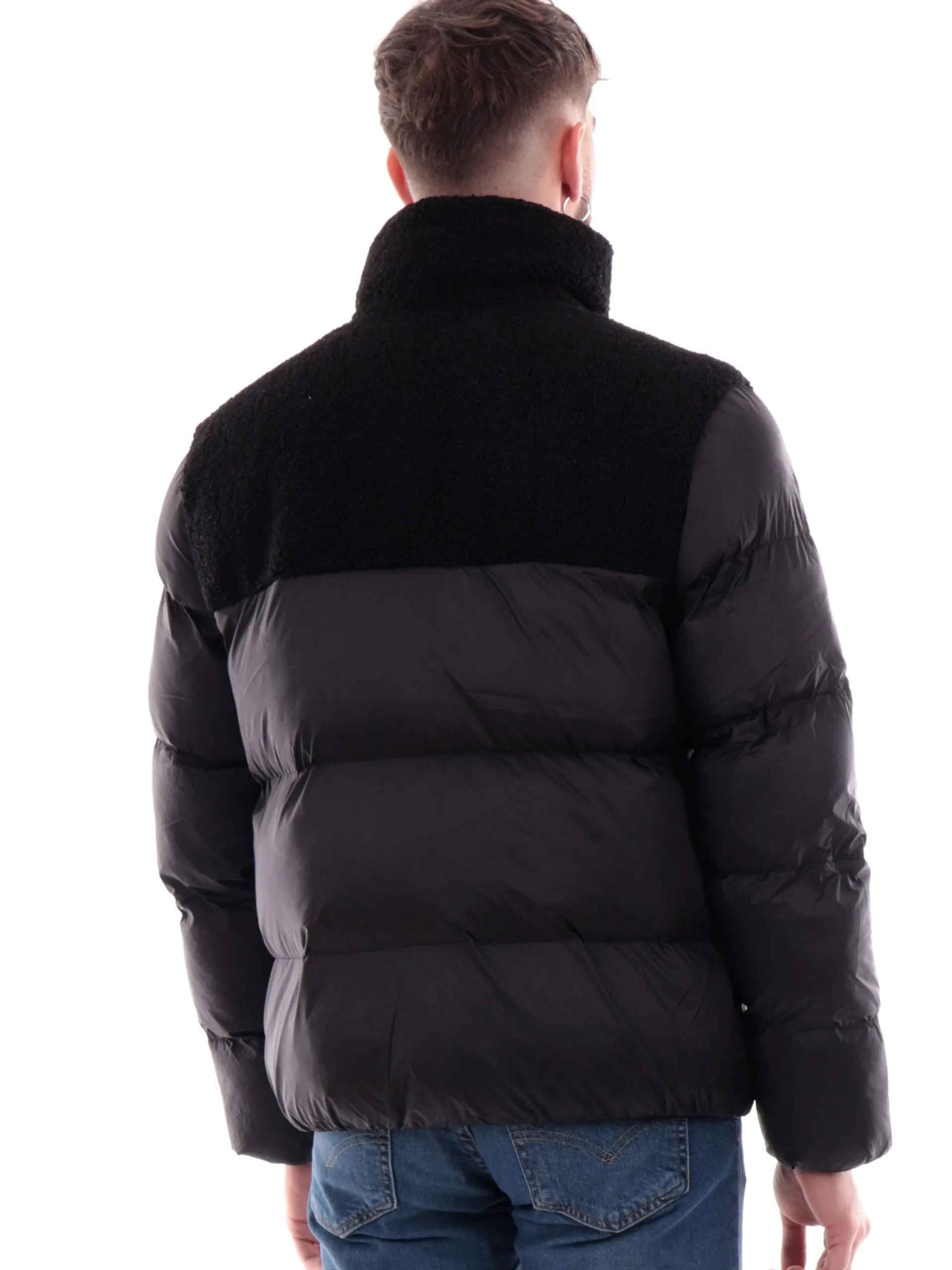 CALVIN KLEIN Giubbini*Giacca montone nera da uomo Sherpa Puffer J30J326091