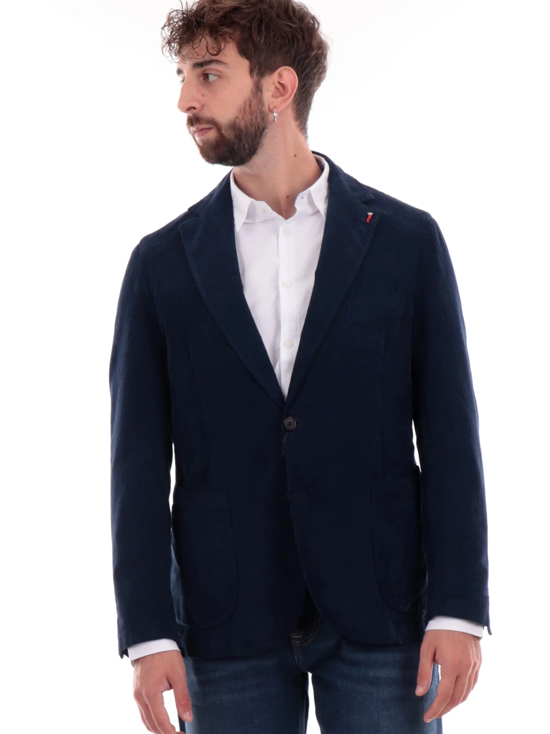 MULISH Giacche*Giacca blu da uomo velluto DEMETRAR7002