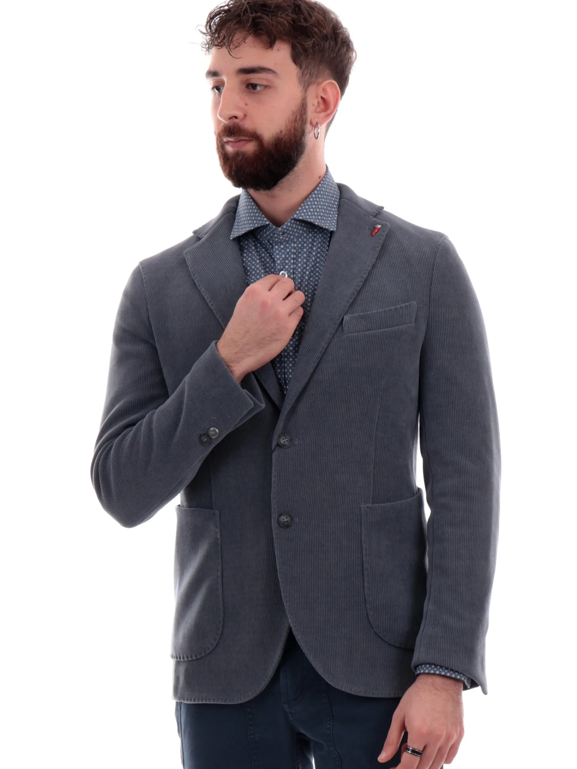 MULISH Giacche*Giacca grigia a costine da uomo Jersey MIKOSGKS802