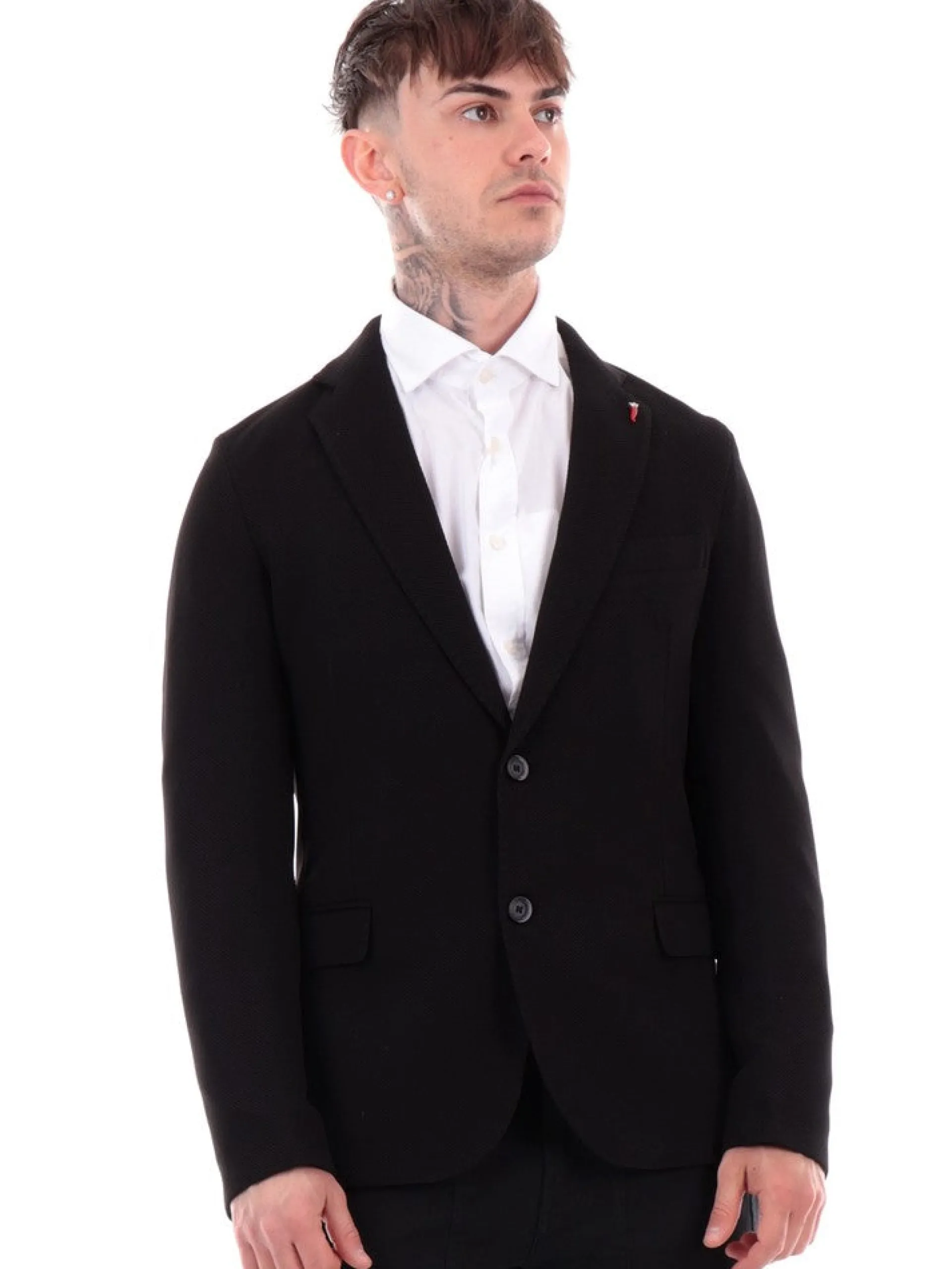 MULISH Giacche*Giacca nera da uomo Nido D'Ape CHOGKS900