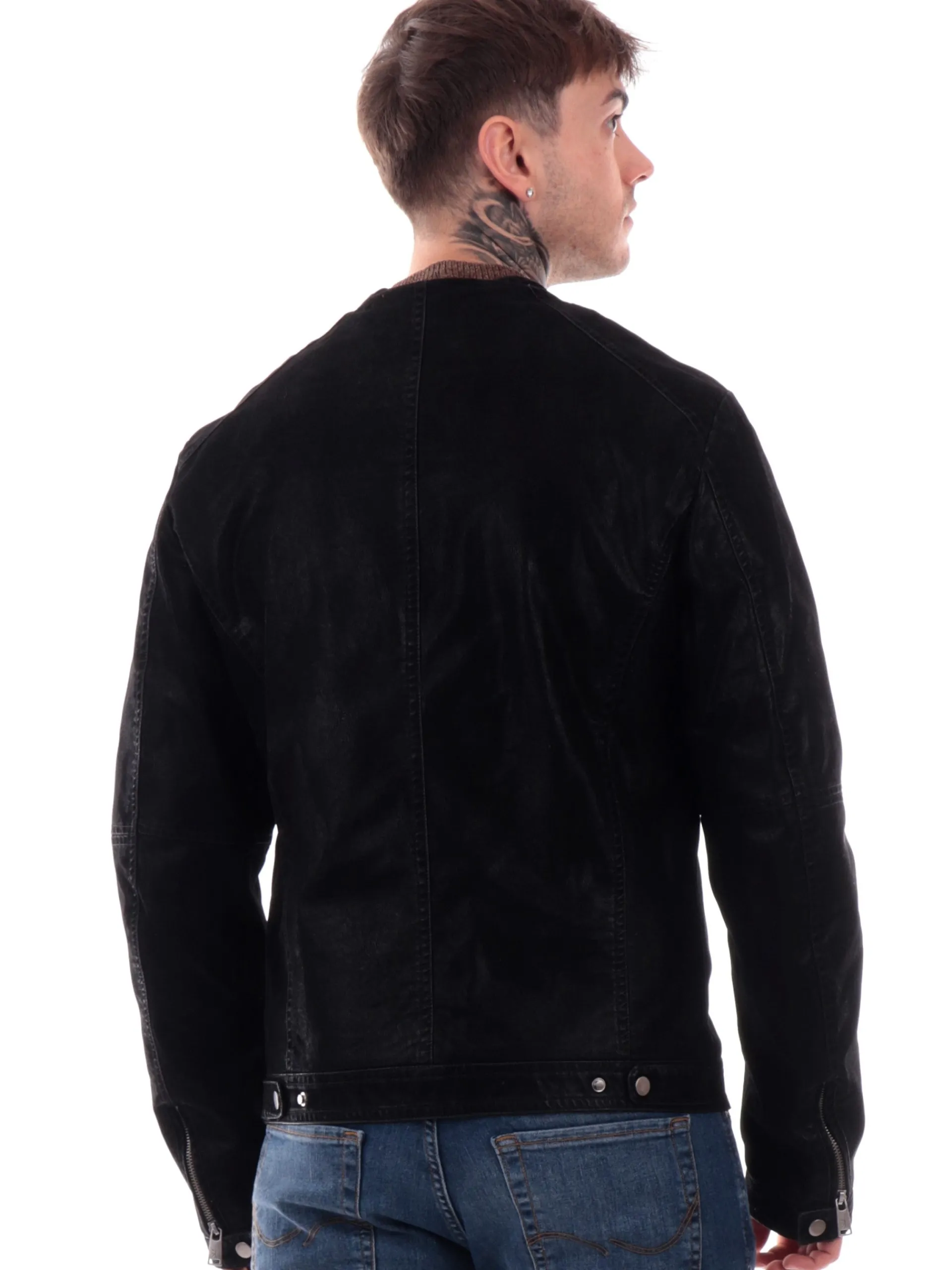 GIANNI LUPO Giubbini*Giacca pelle nera da uomo eco-friendly GL9793