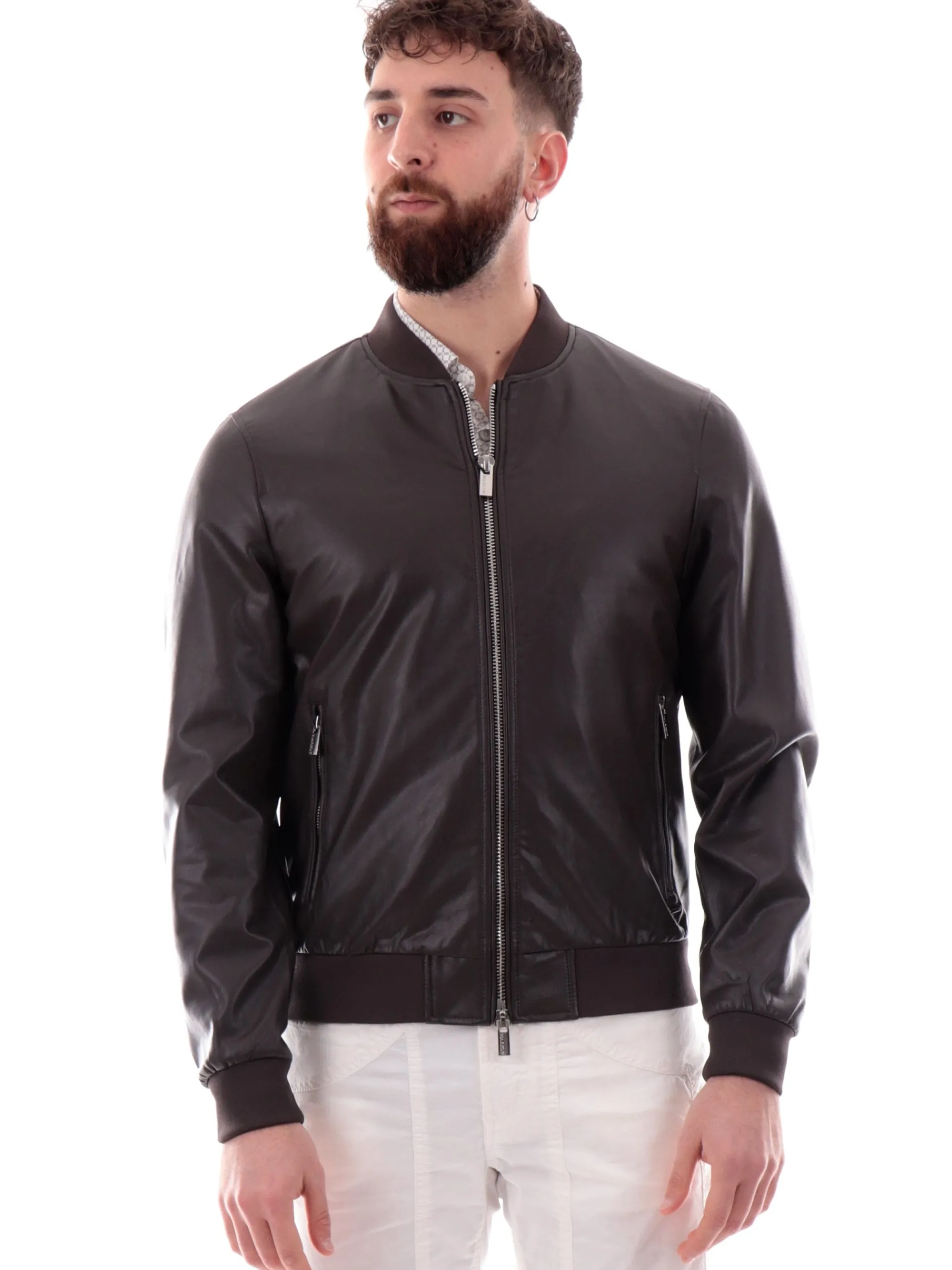 MARKUP Giubbini*Giacca pelle marrone da uomo Eco MK14005