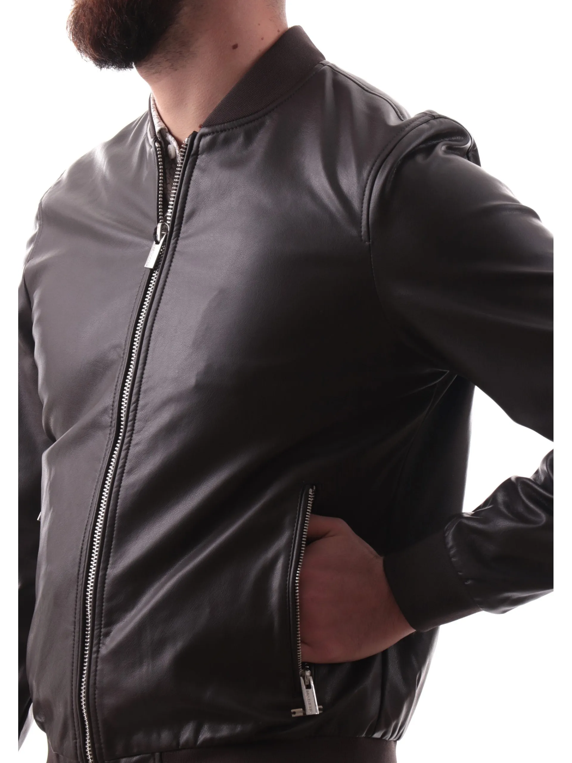 MARKUP Giubbini*Giacca pelle marrone da uomo Eco MK14005