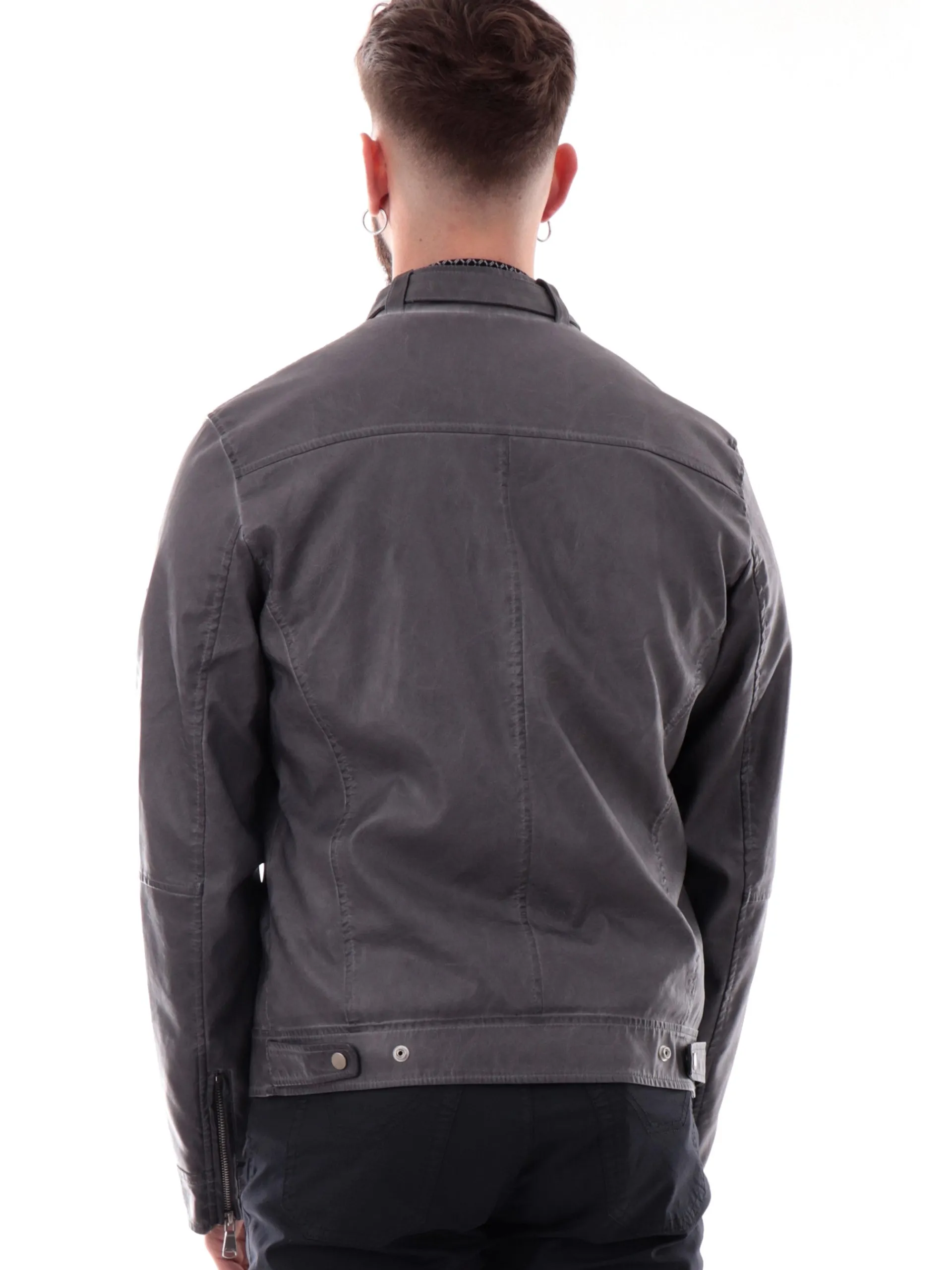 YES ZEE Giubbini*Giacca pelle grigia da uomo eco J540G500