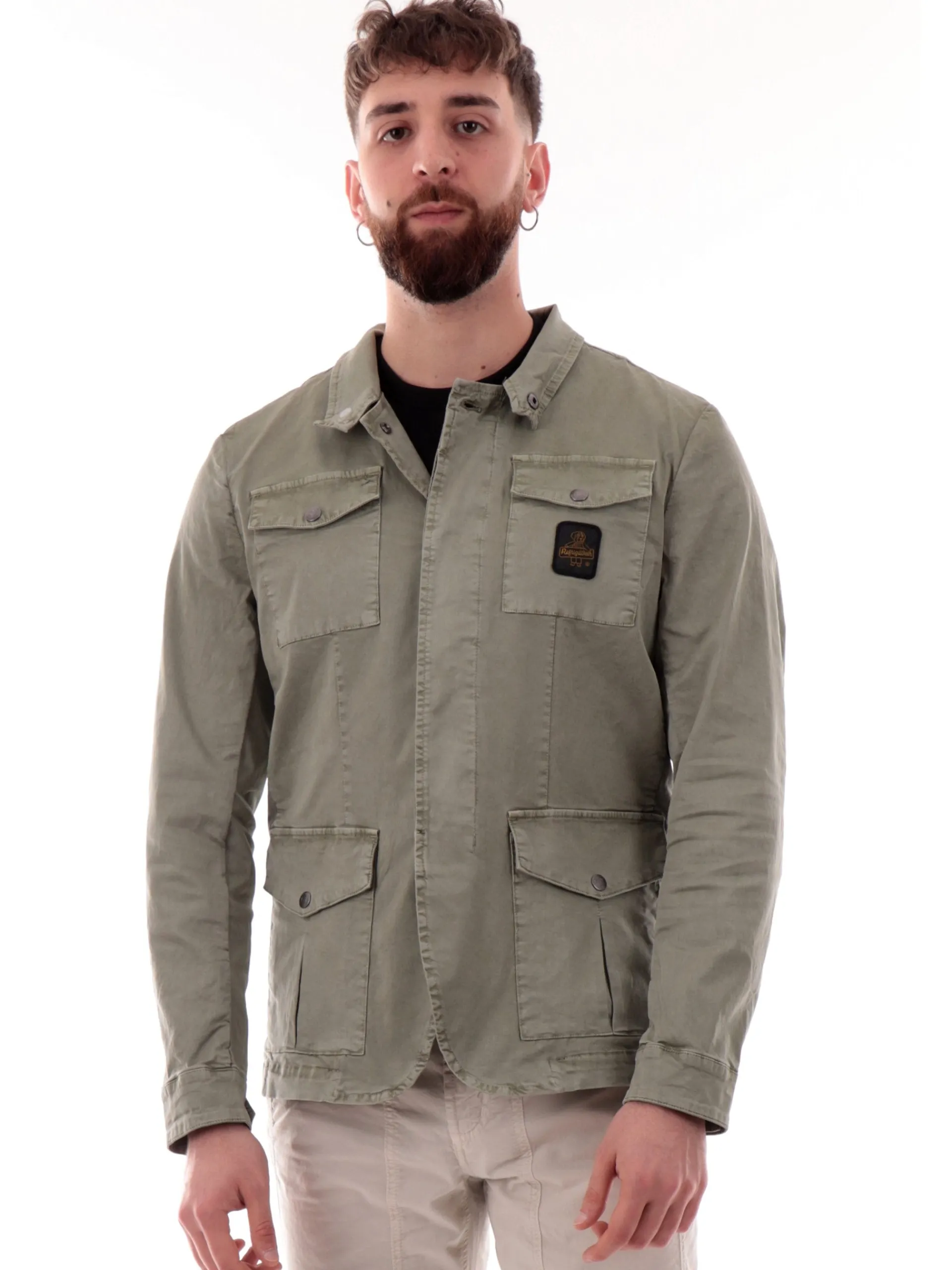 REFRIGIWEAR Giubbini*Giacca New Brent verde da uomo tecnica con tasconi G69208