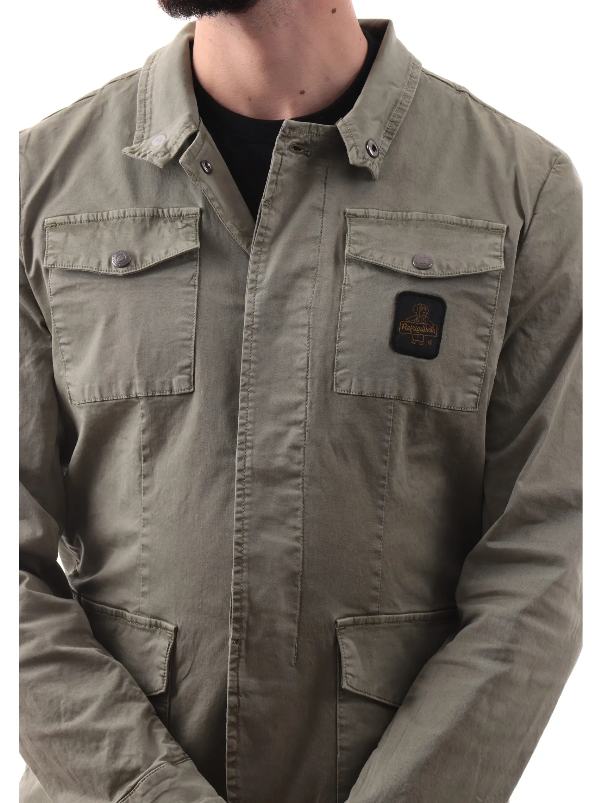 REFRIGIWEAR Giubbini*Giacca New Brent verde da uomo tecnica con tasconi G69208
