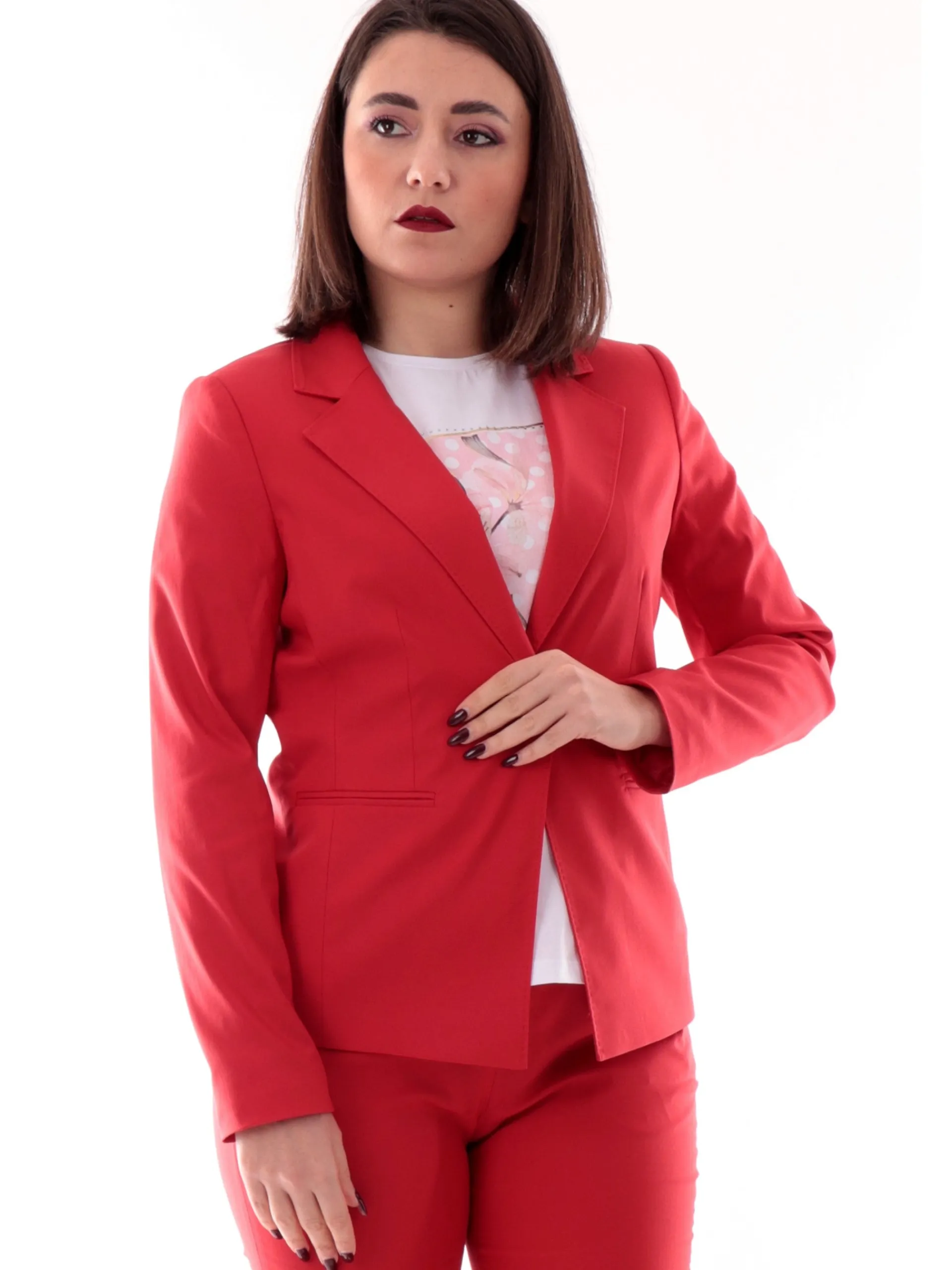 YES ZEE Giacche*Giacca rossa da donna realizzata in cotone elasticizzato G404KD00