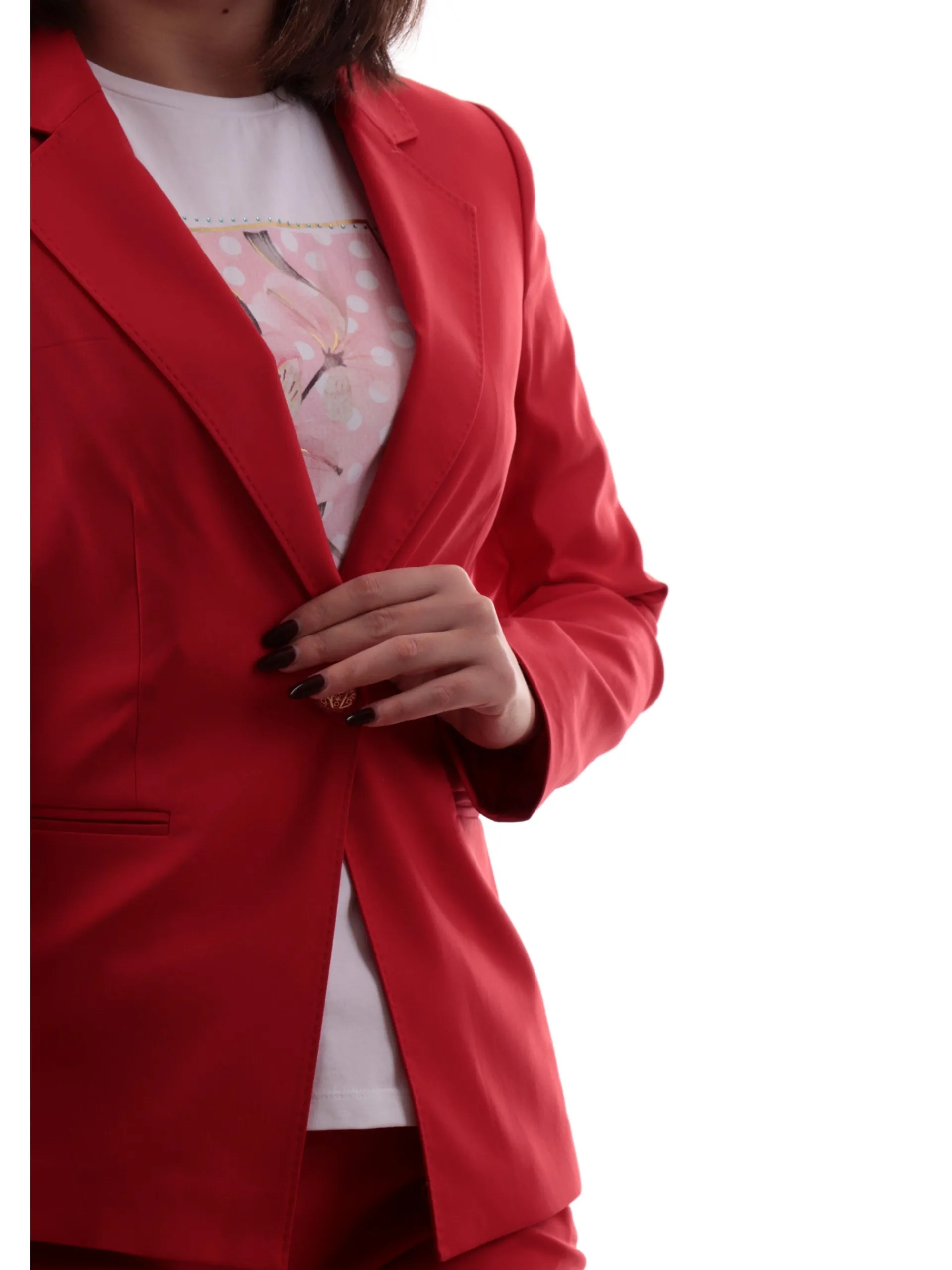 YES ZEE Giacche*Giacca rossa da donna realizzata in cotone elasticizzato G404KD00